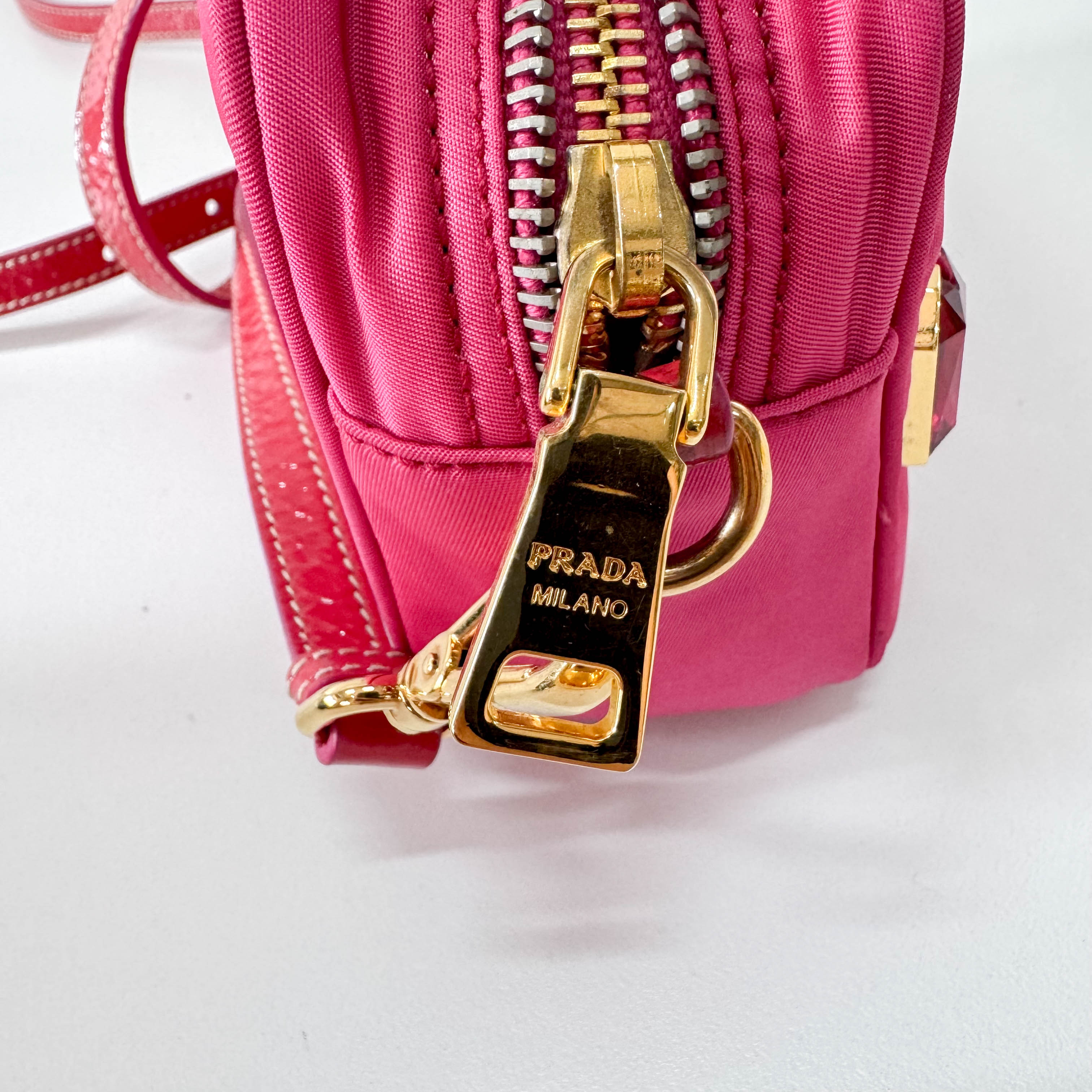 Tessuto Pietre Mini Pink Nylon Crossbody Bag