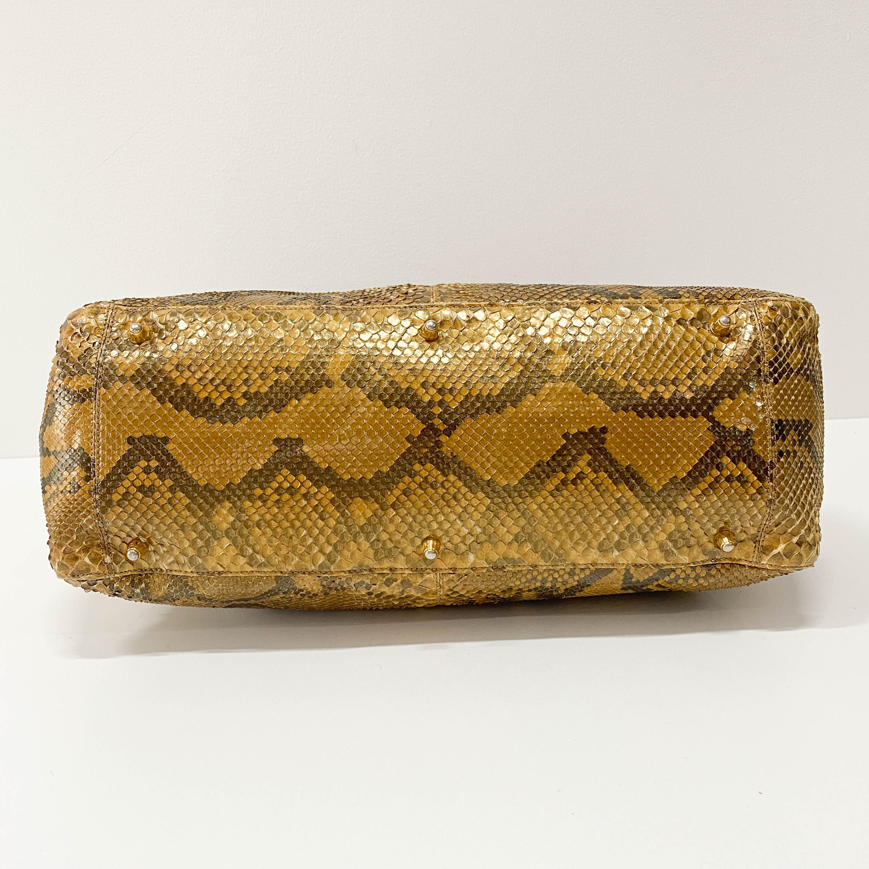 Gold Python Embossed Leather Handbag