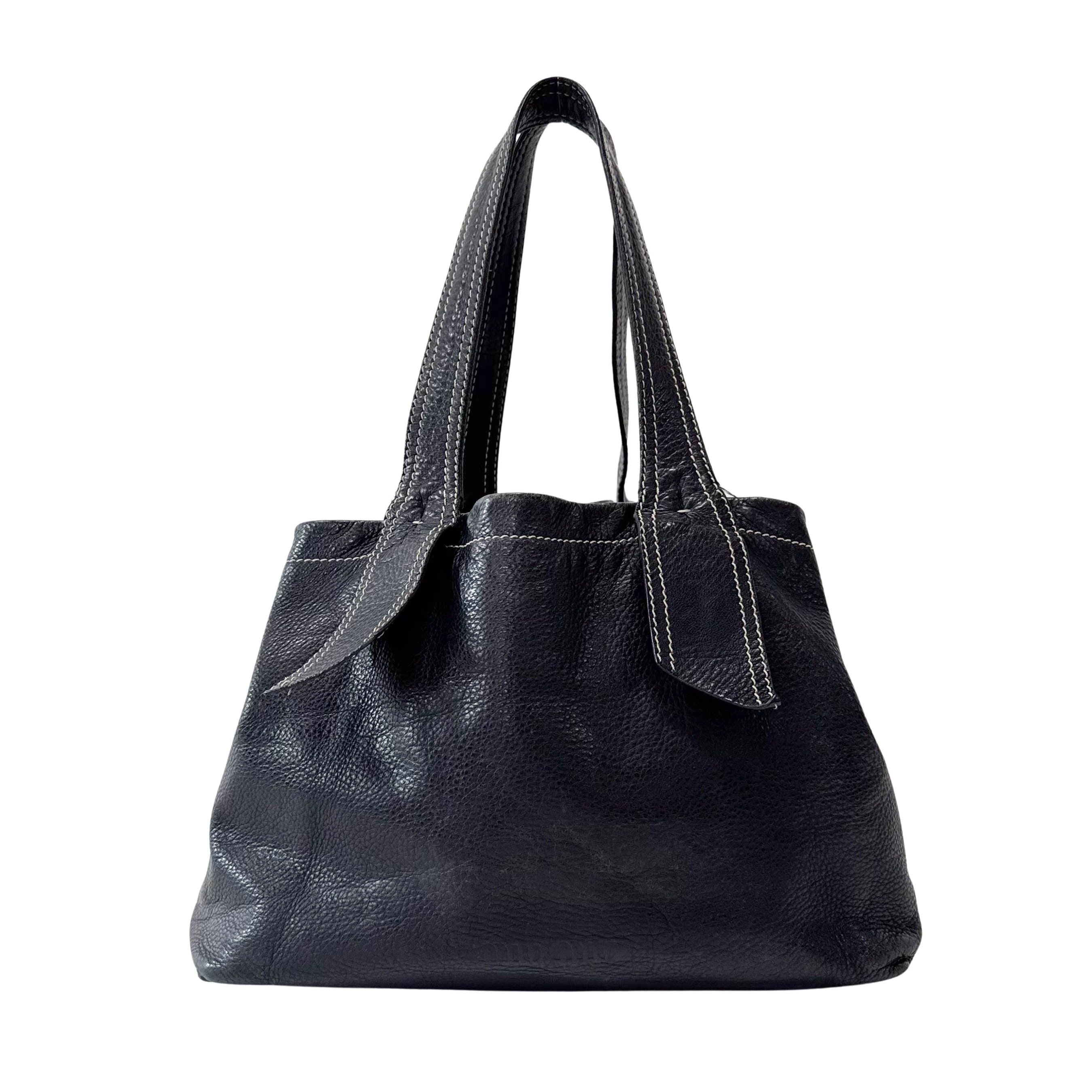 Archive Black Leather Shoulder Bag