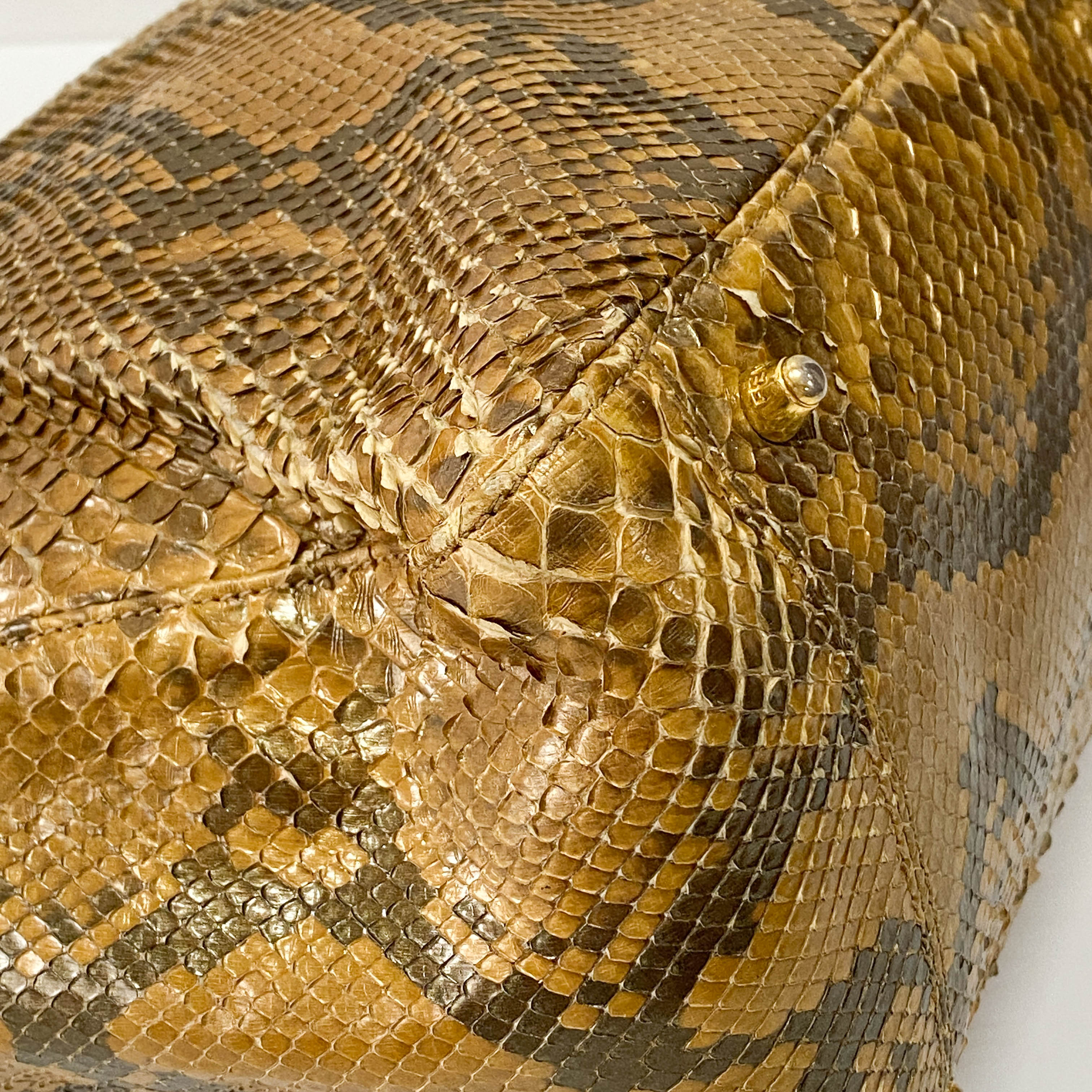Gold Python Embossed Leather Handbag