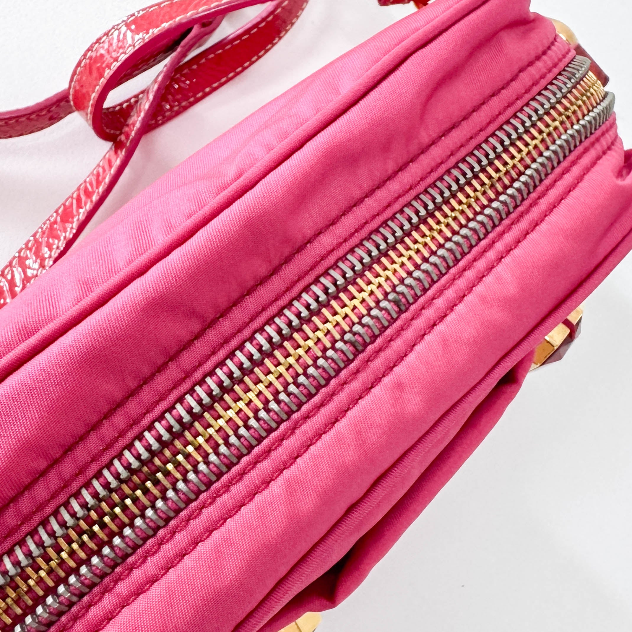 Tessuto Pietre Mini Pink Nylon Crossbody Bag