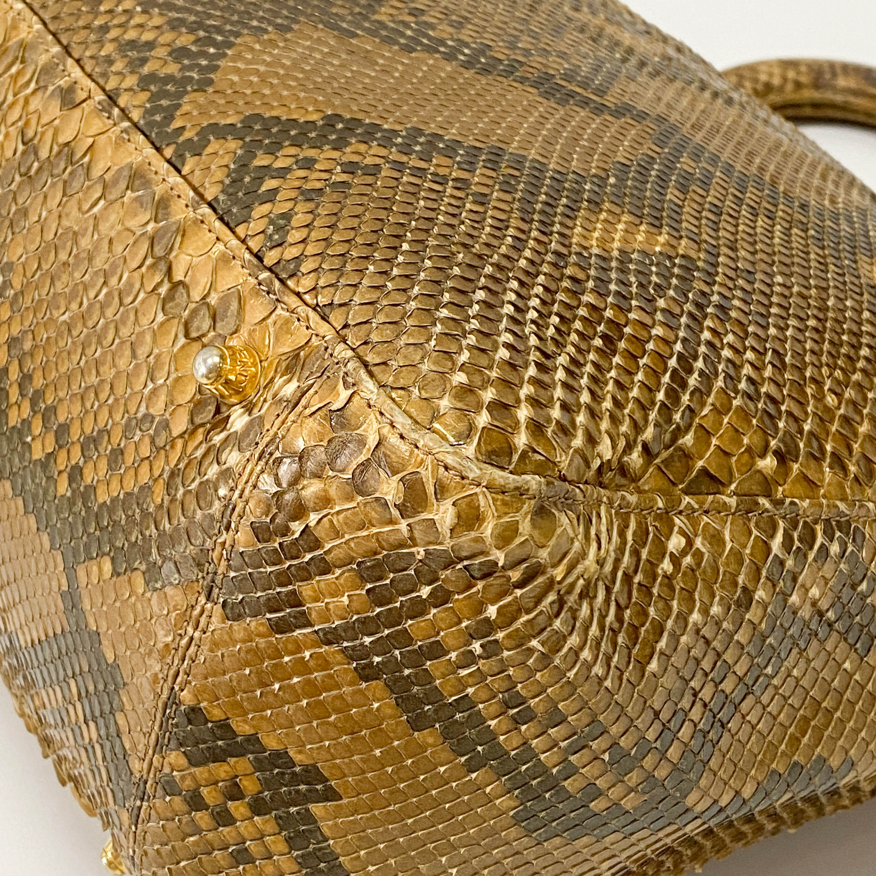 Gold Python Embossed Leather Handbag