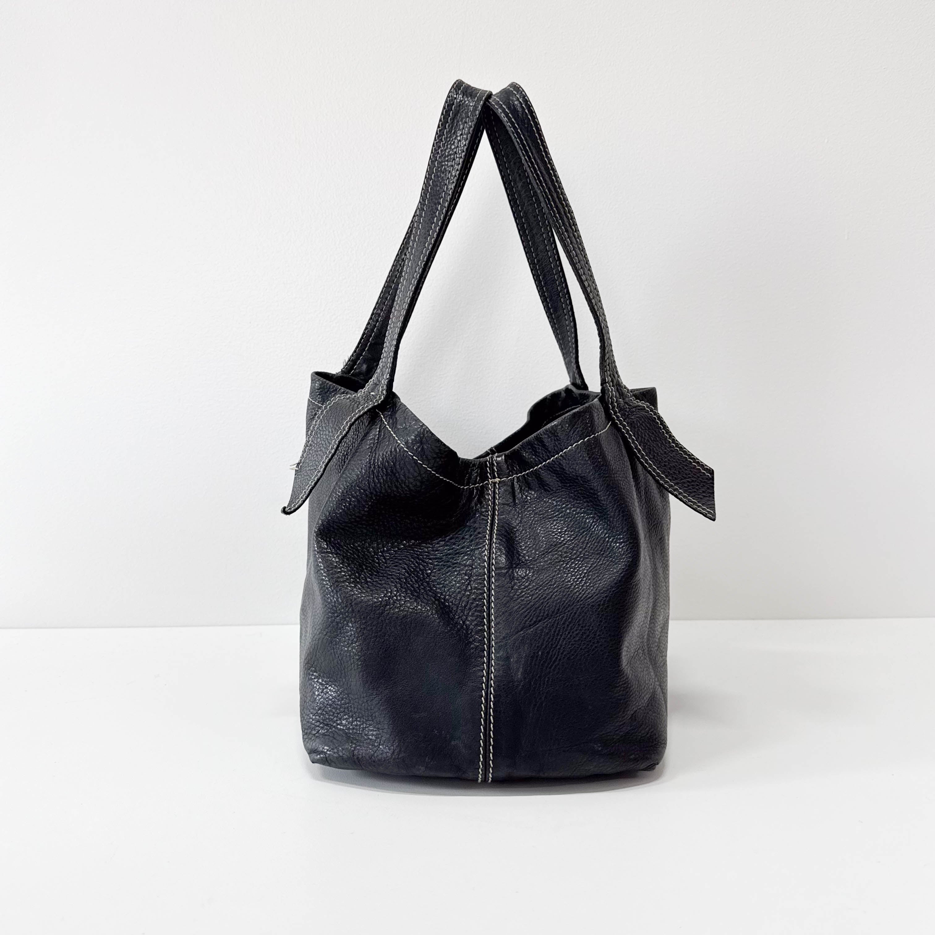 Archive Black Leather Shoulder Bag