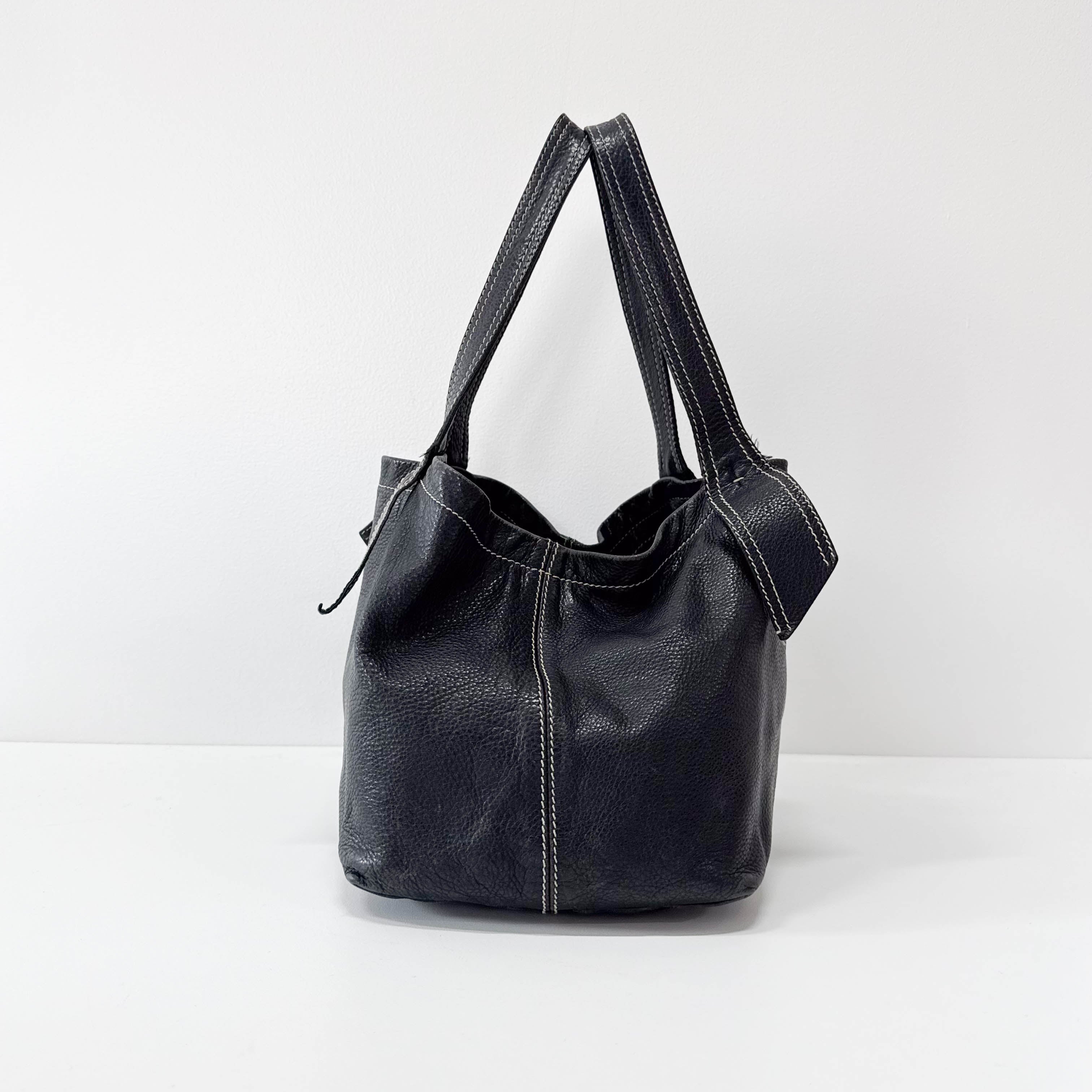 Archive Black Leather Shoulder Bag