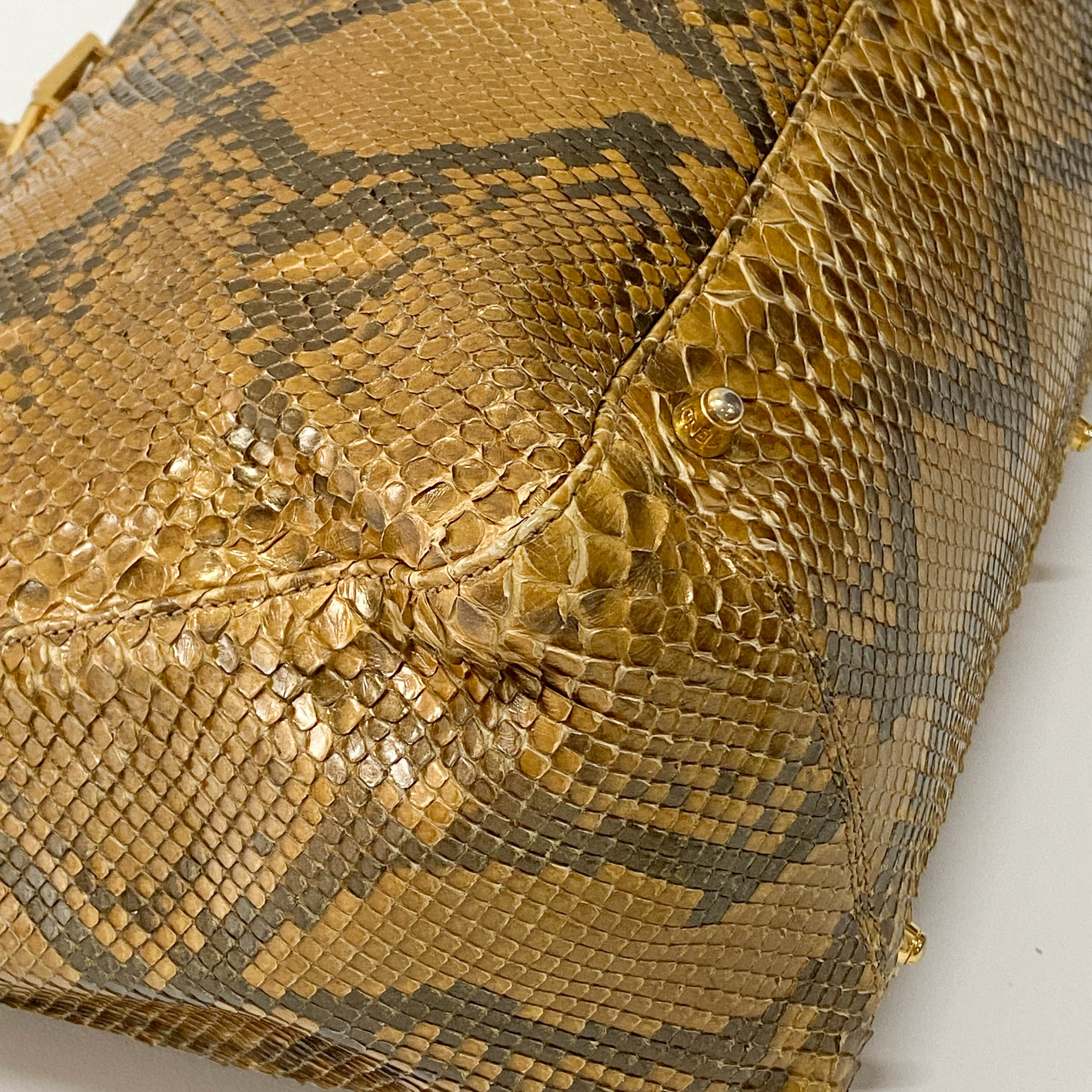 Gold Python Embossed Leather Handbag