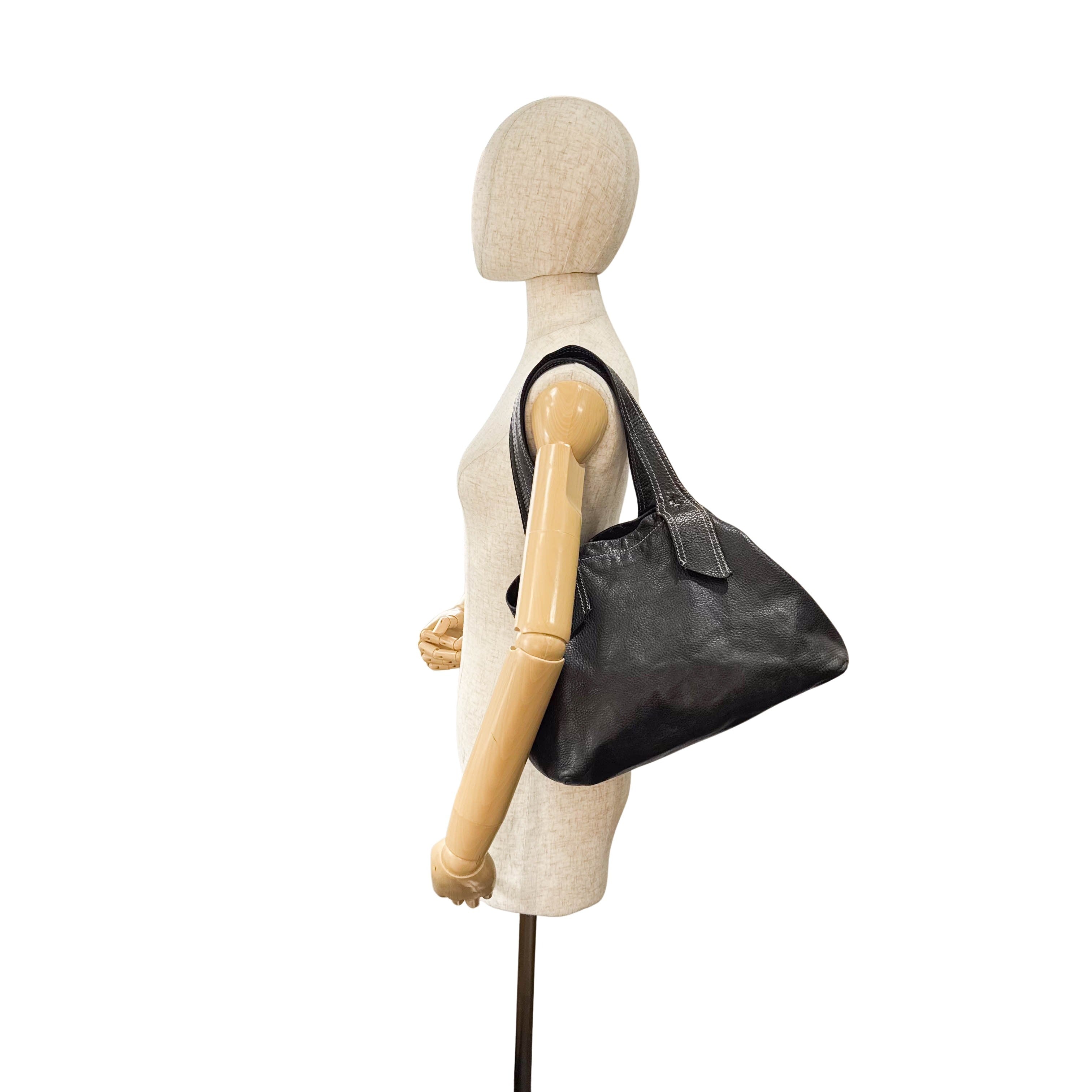 Archive Black Leather Shoulder Bag