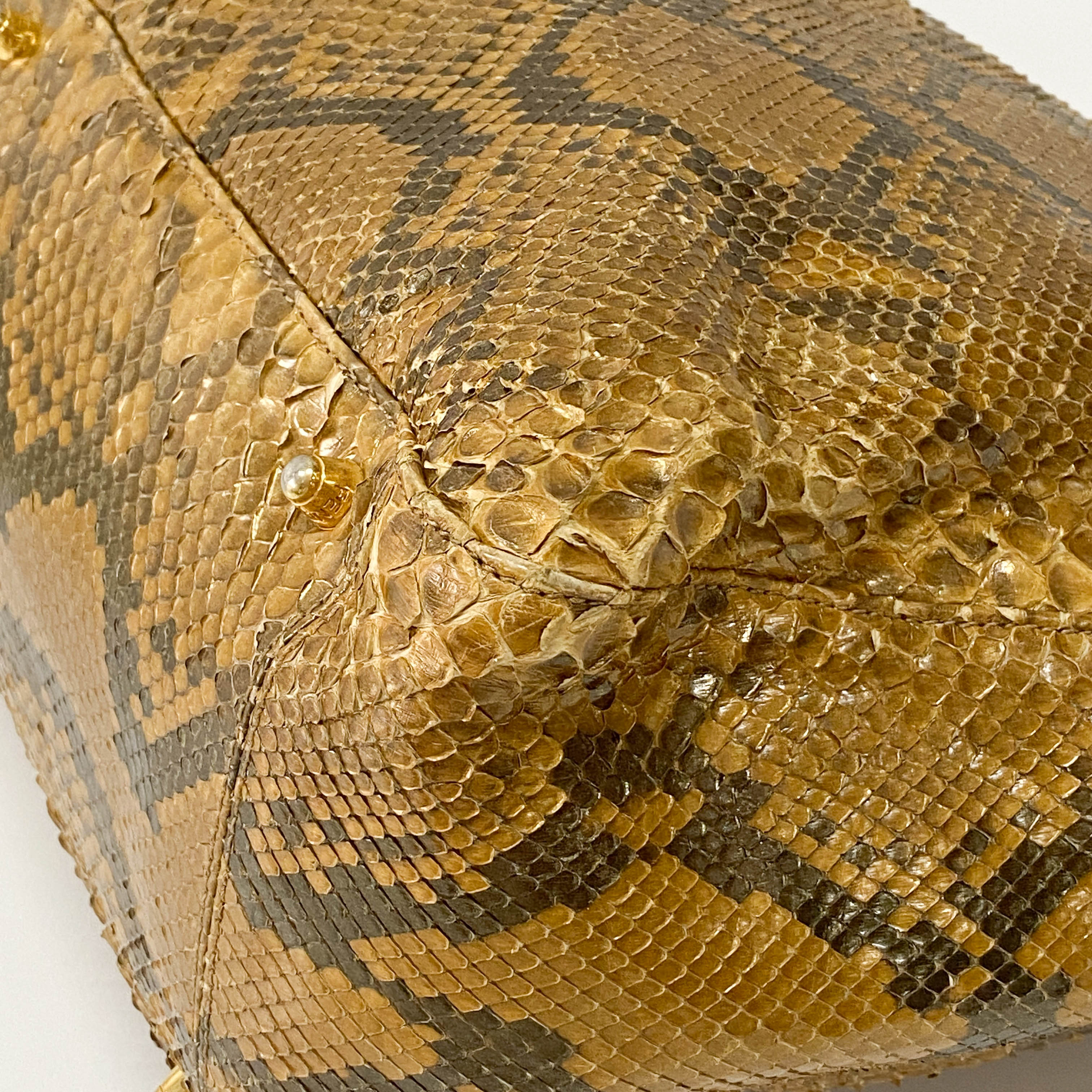 Gold Python Embossed Leather Handbag