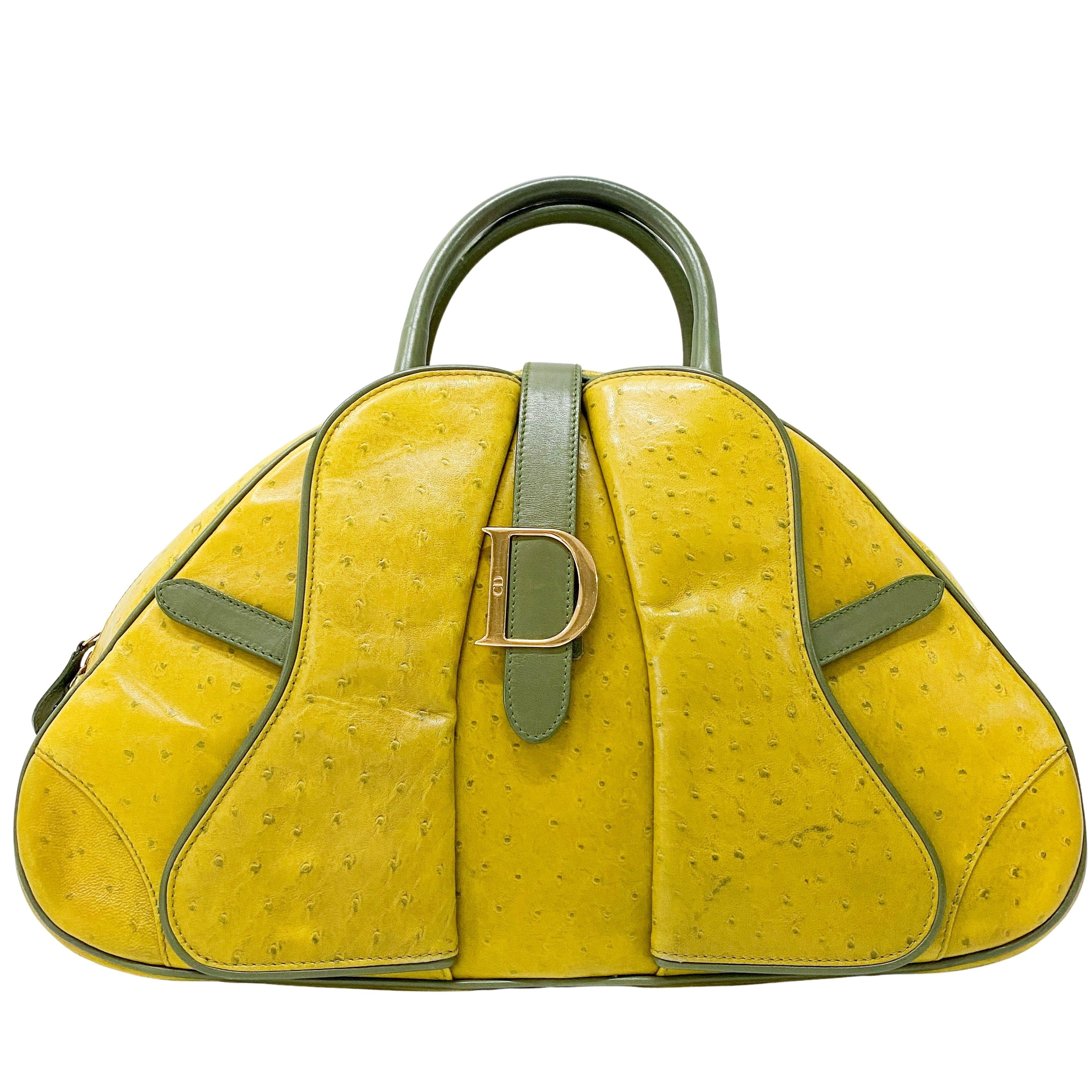 Saddle Green Leather Bowler Bag