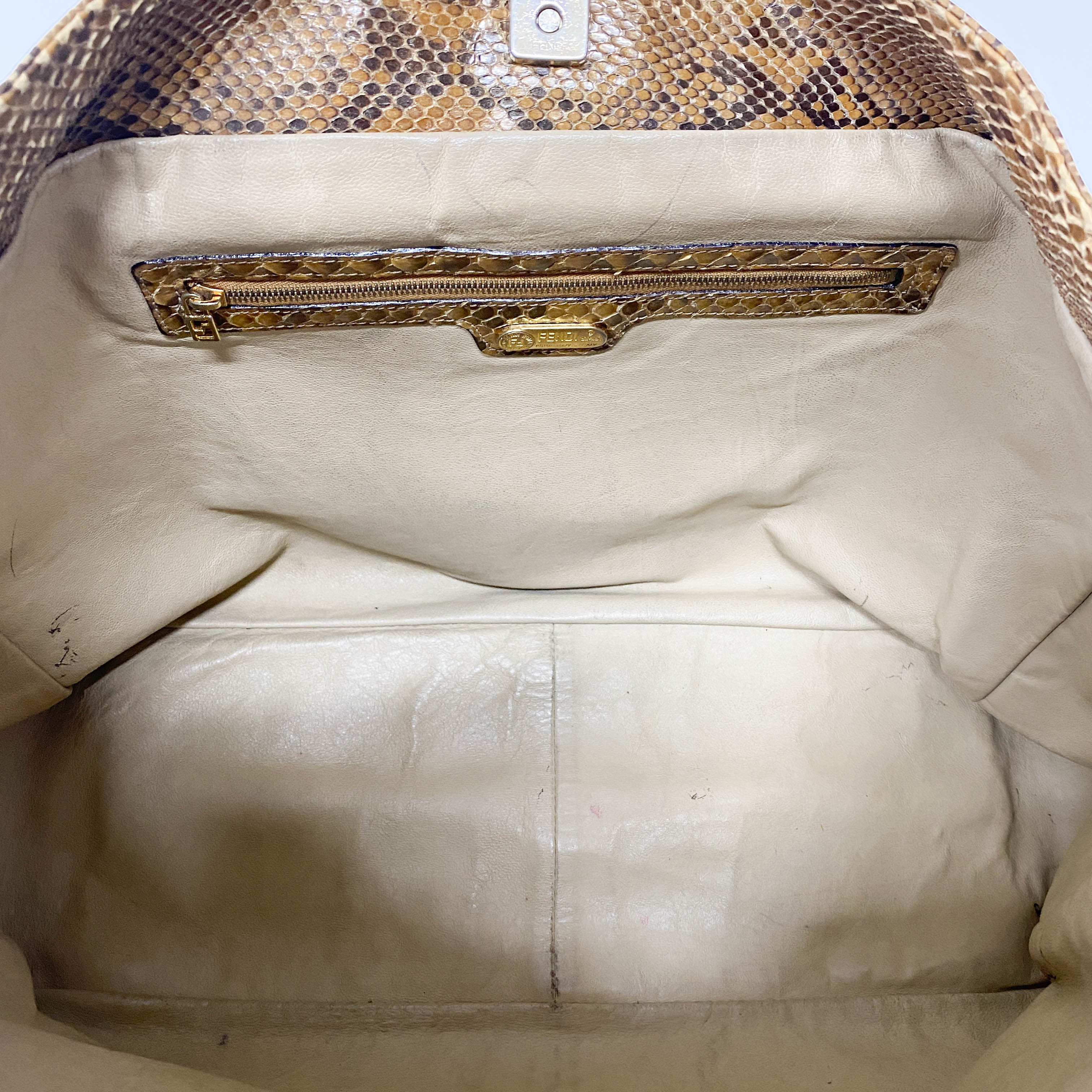 Gold Python Embossed Leather Handbag