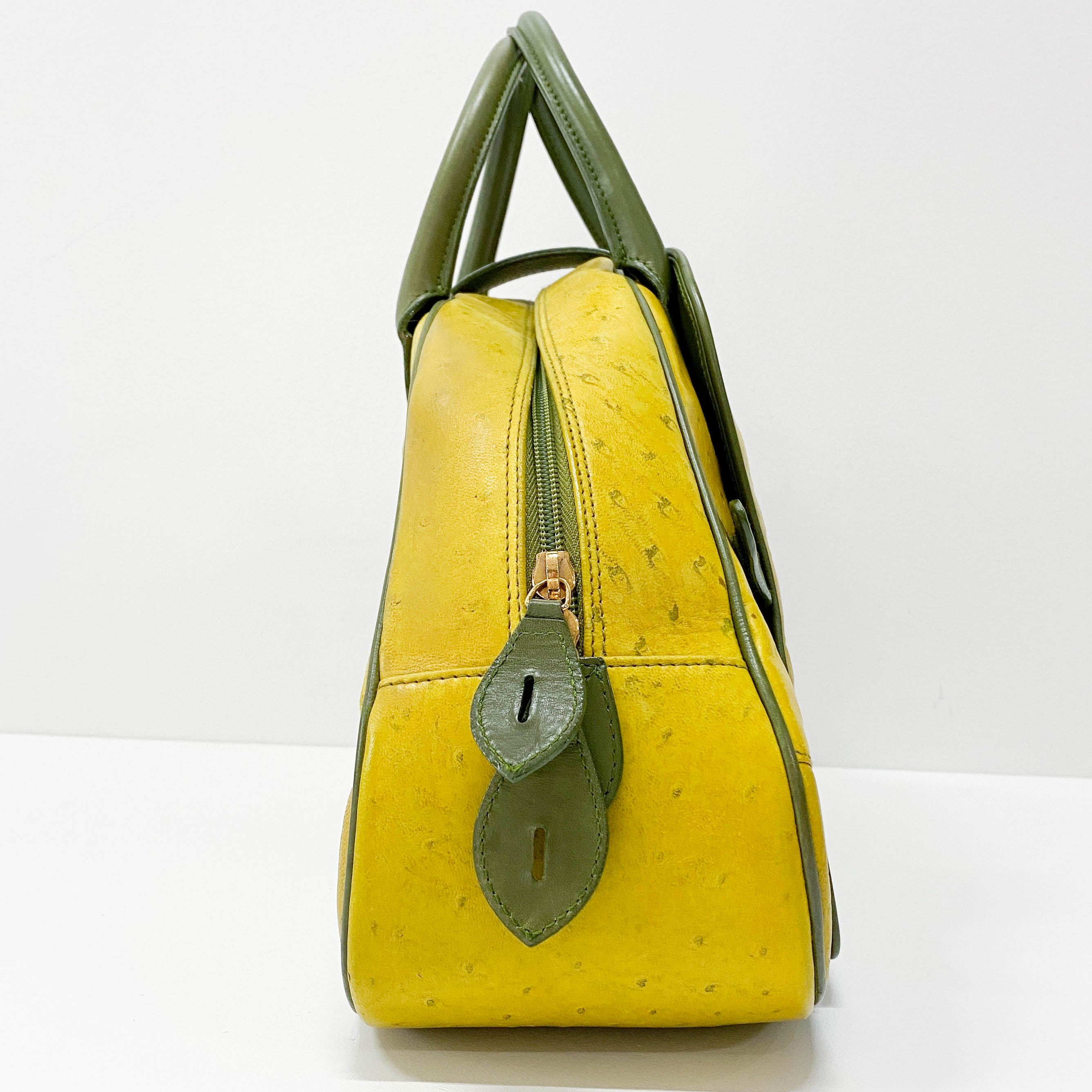 Saddle Green Leather Bowler Bag