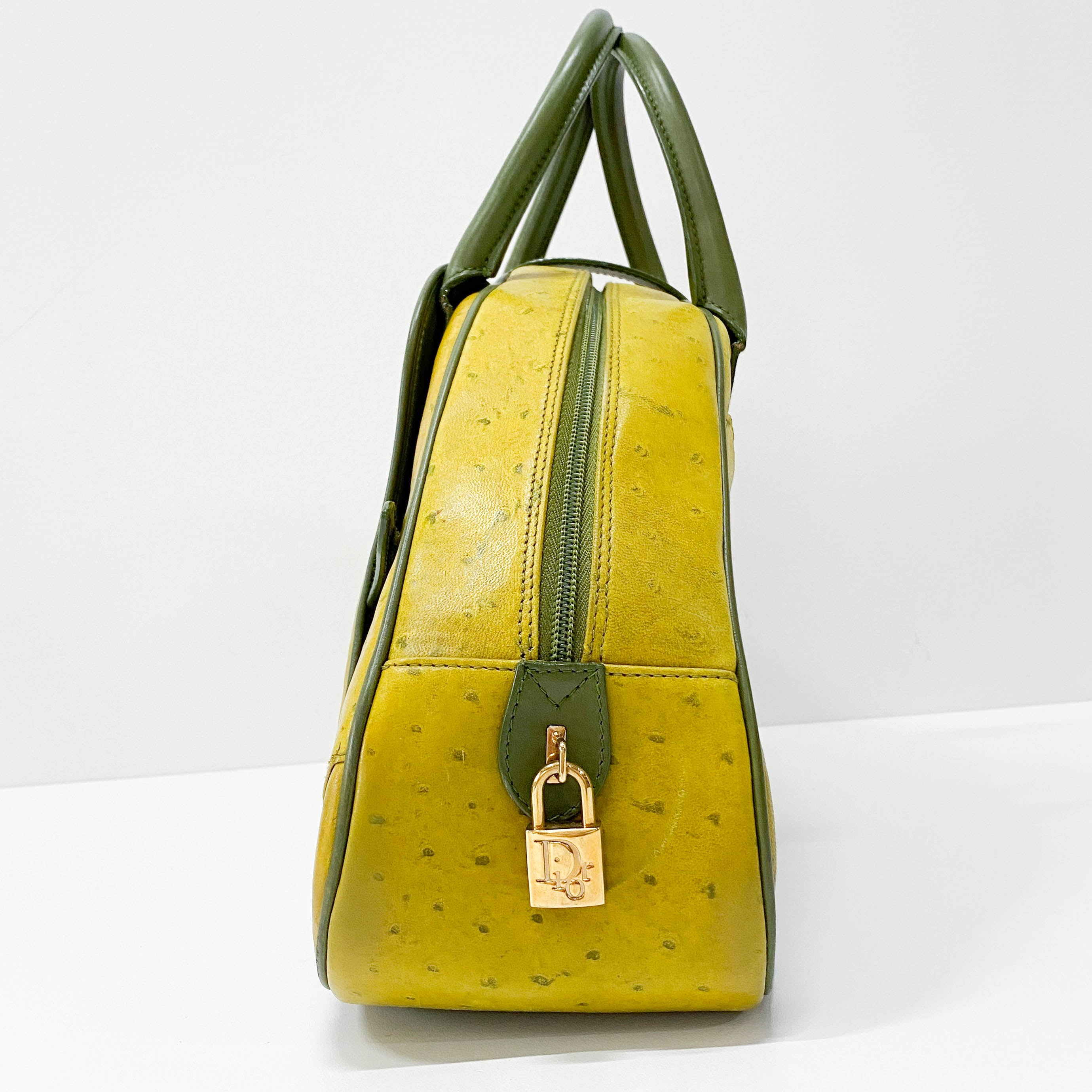 Saddle Green Leather Bowler Bag