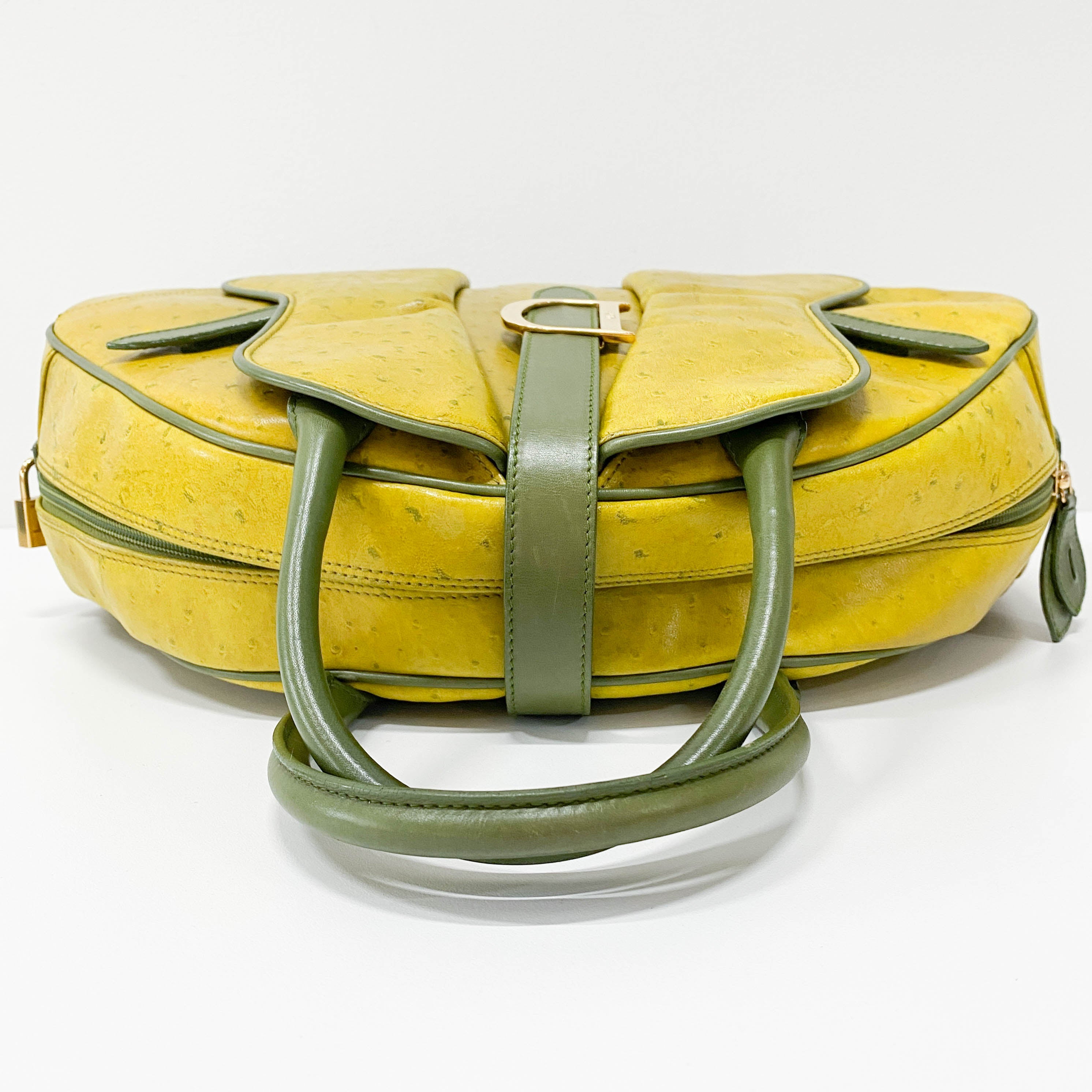 Saddle Green Leather Bowler Bag