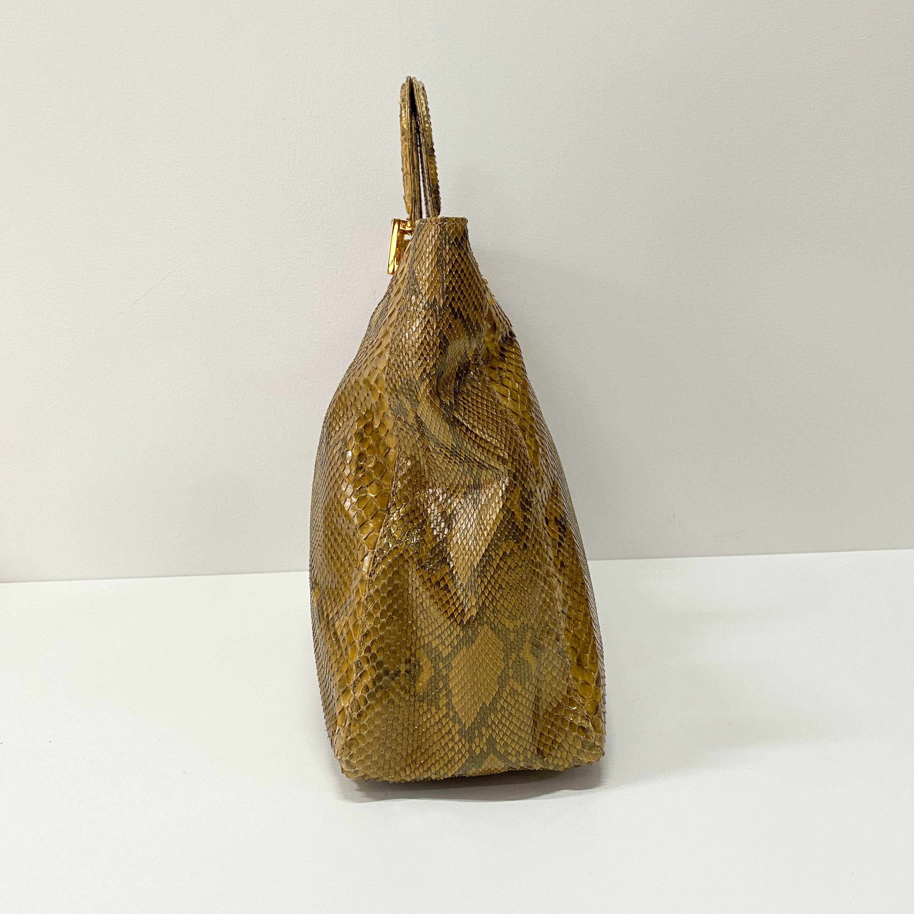 Gold Python Embossed Leather Handbag