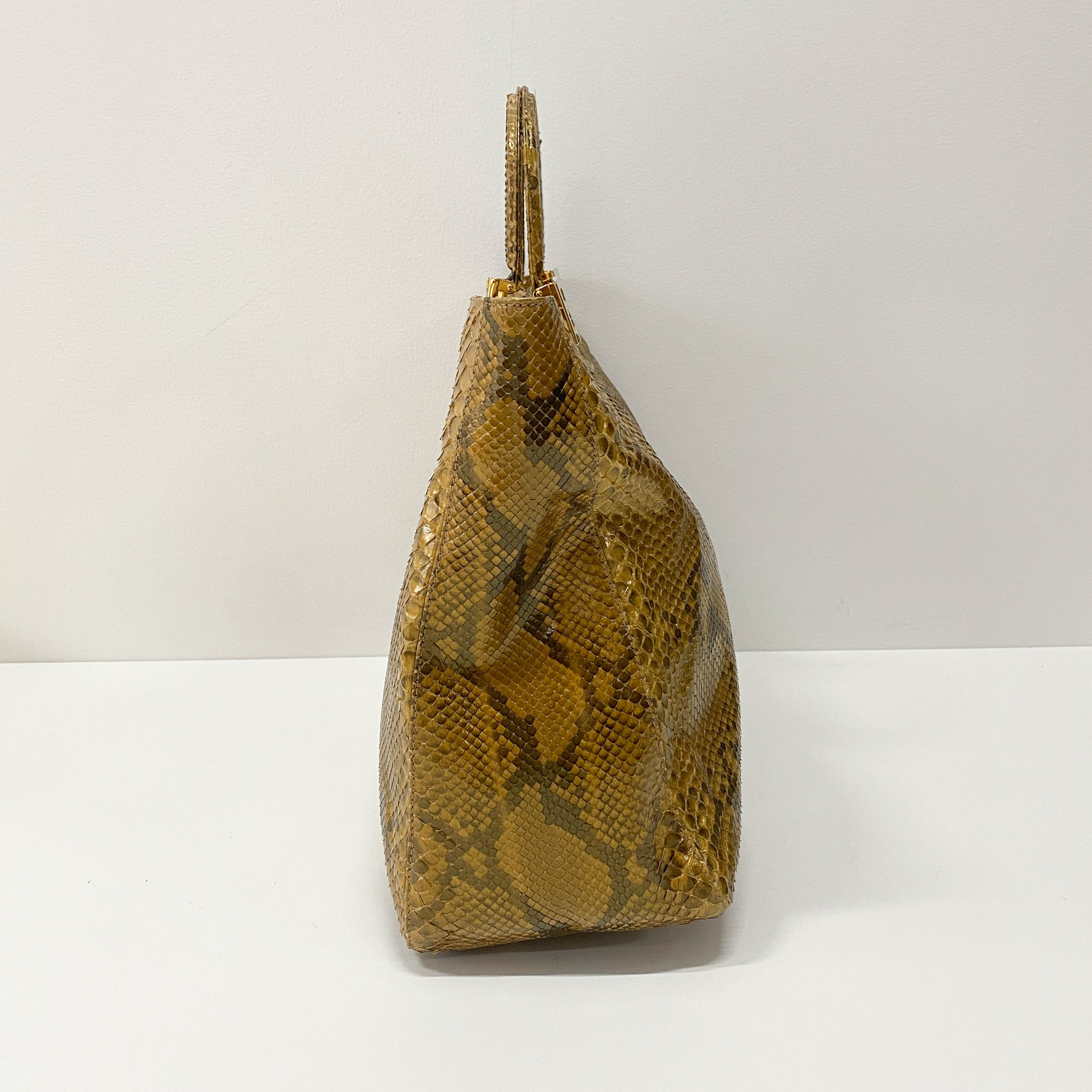 Gold Python Embossed Leather Handbag