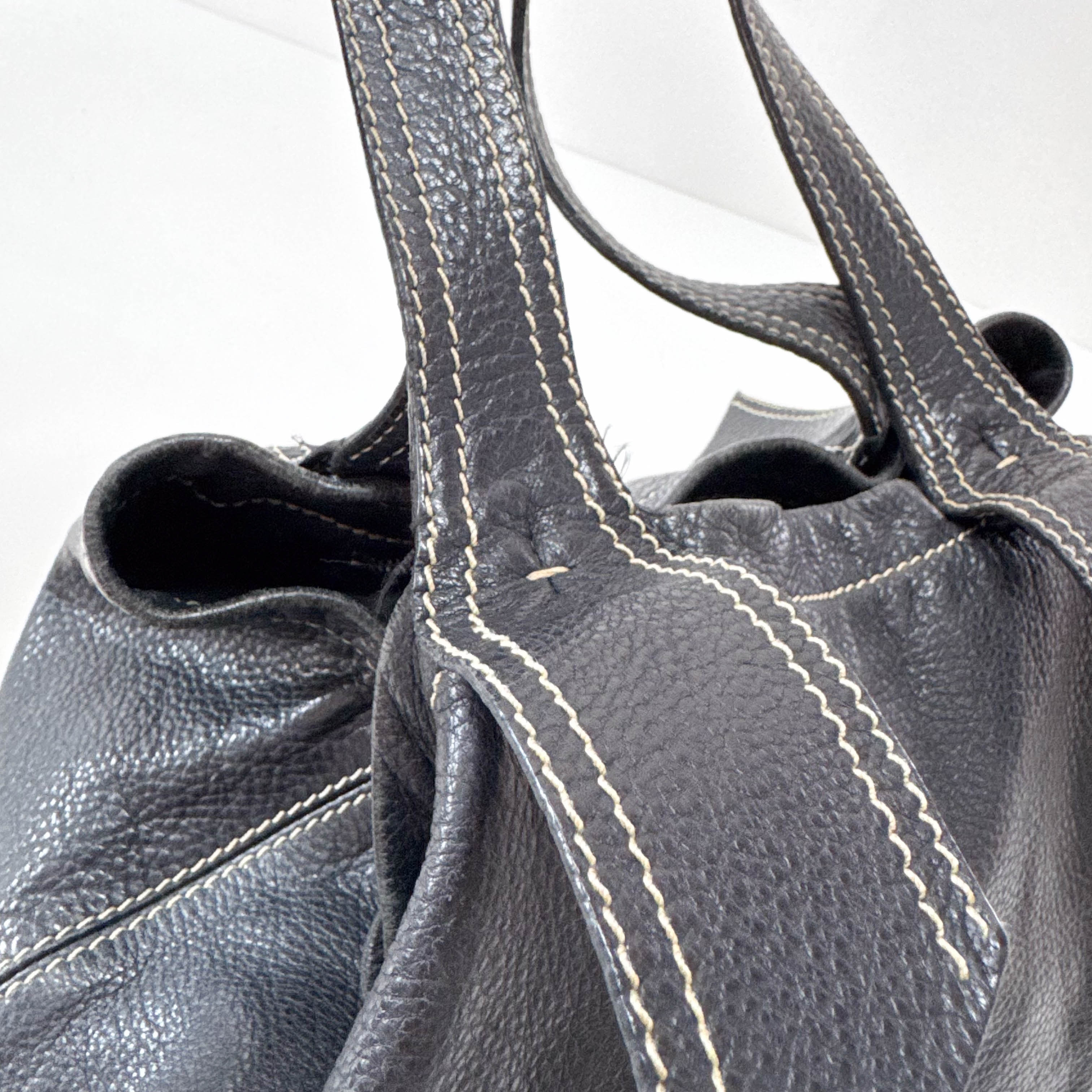 Archive Black Leather Shoulder Bag