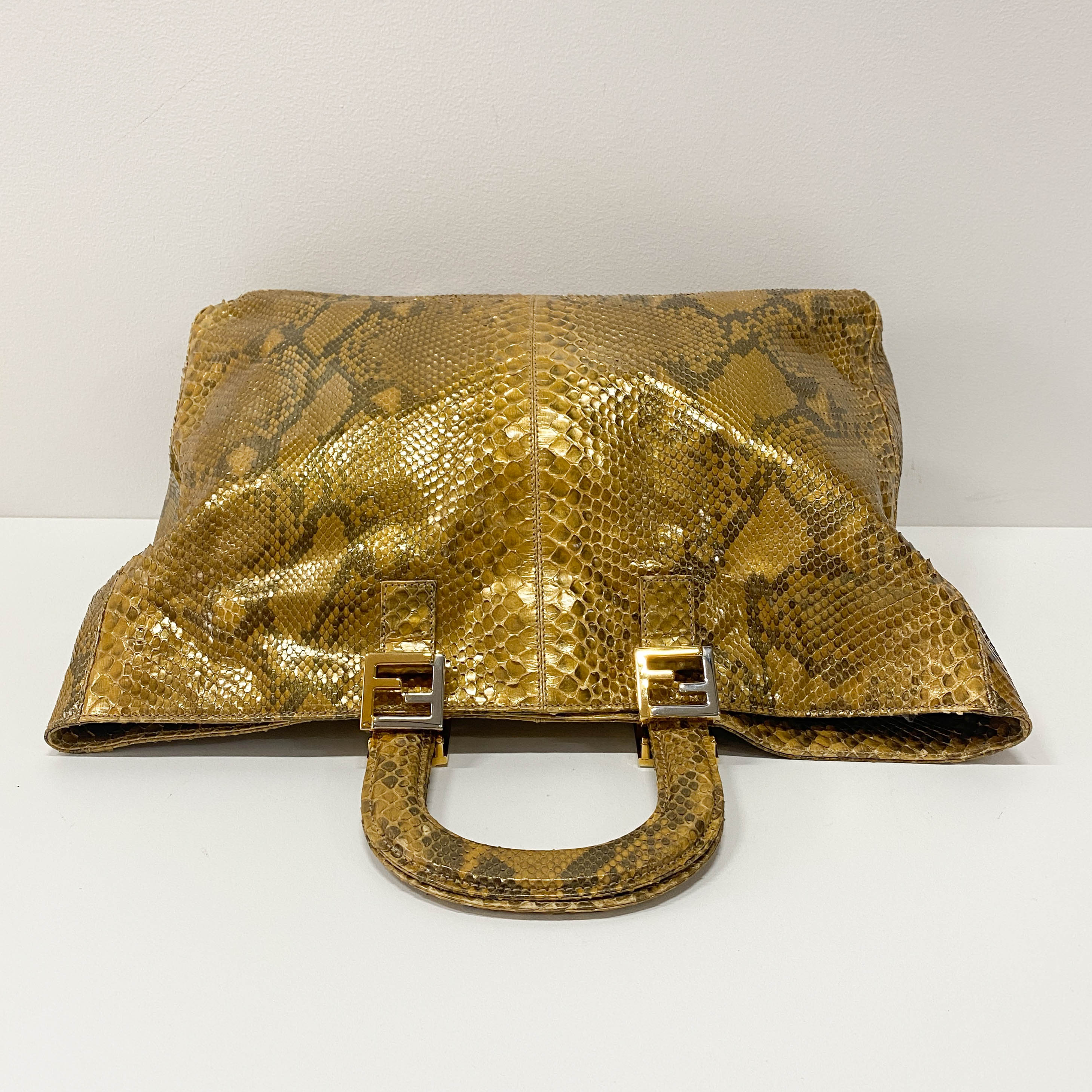 Gold Python Embossed Leather Handbag