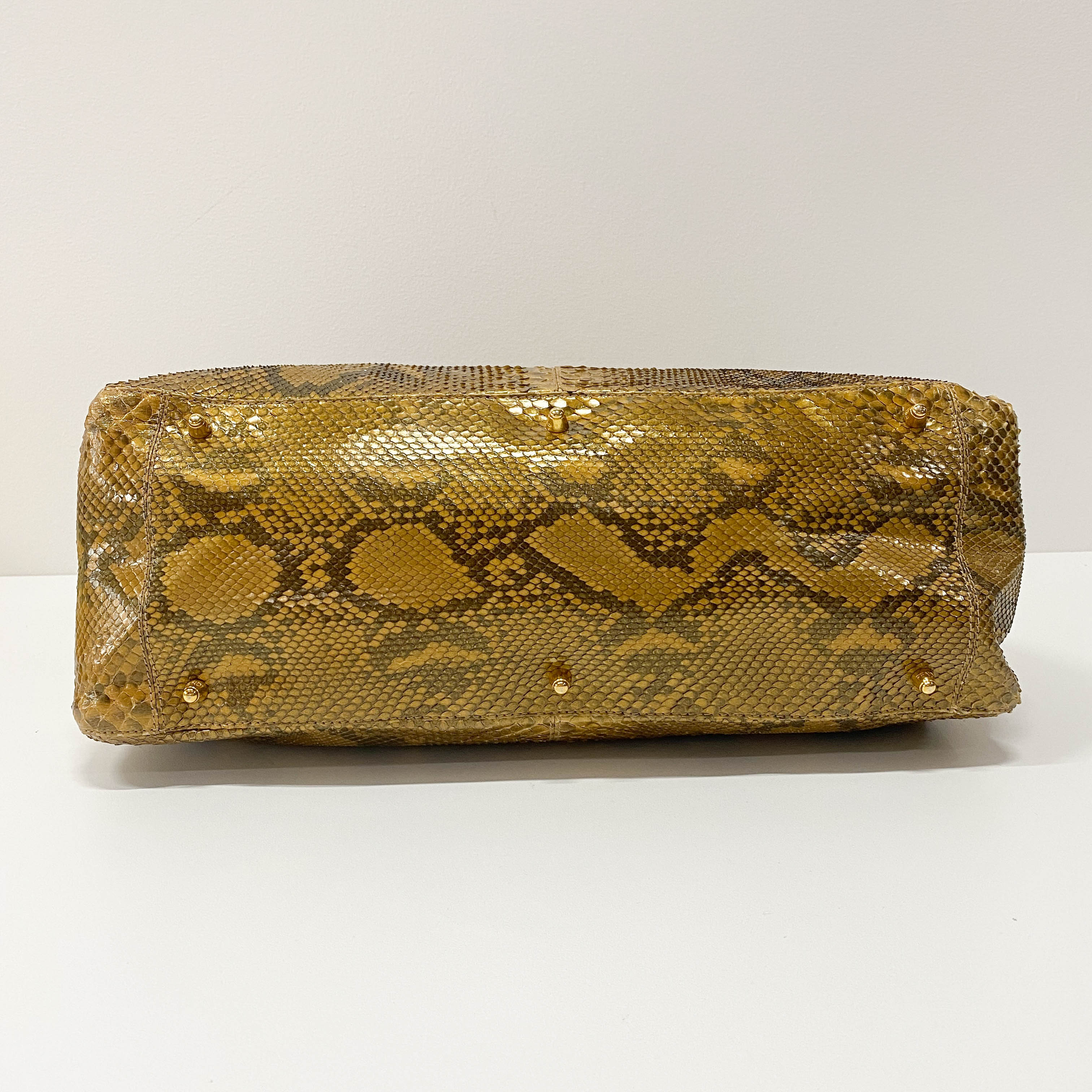 Gold Python Embossed Leather Handbag