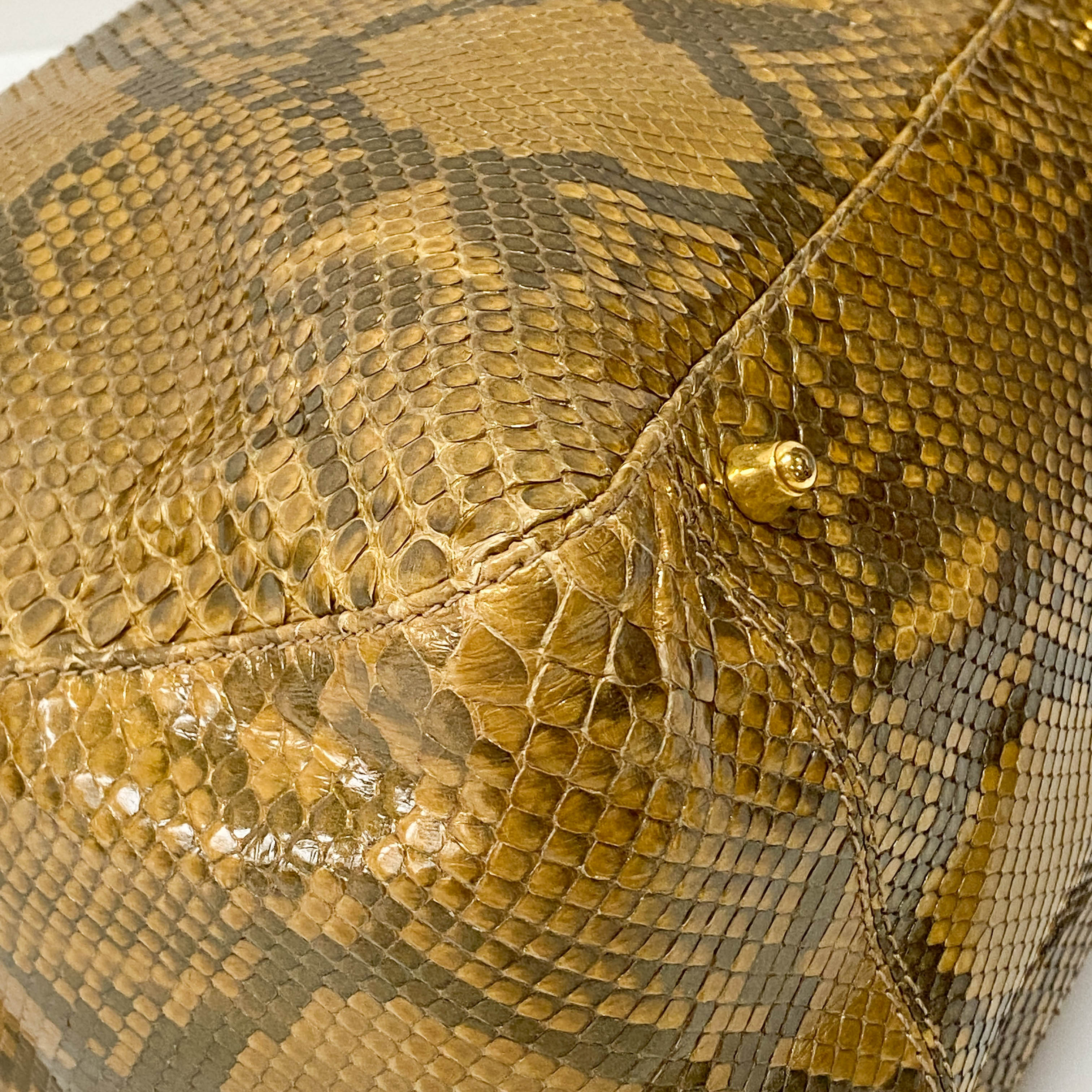 Gold Python Embossed Leather Handbag