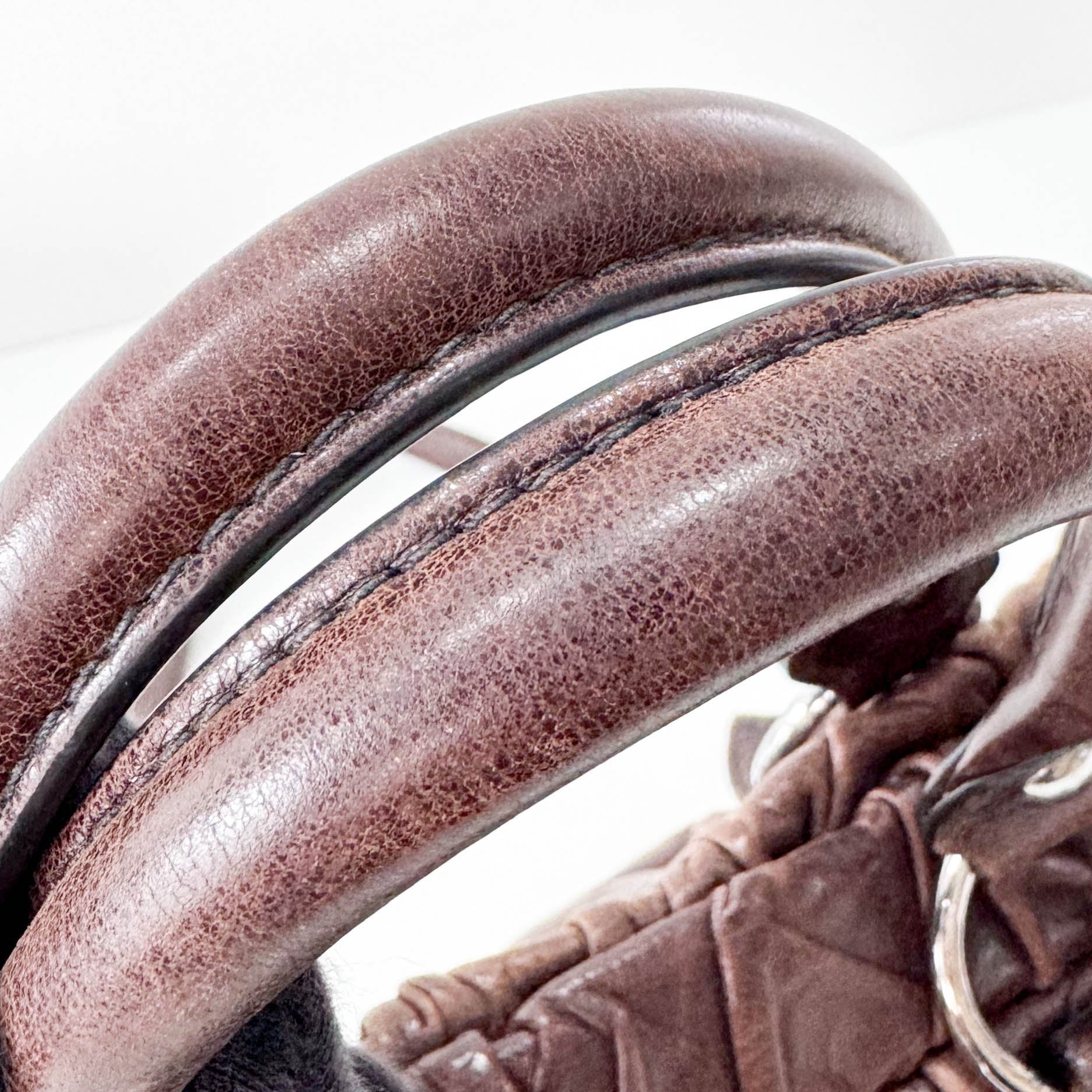 Vitello Bauletto Brown Leather Handle/Shoulder Bag