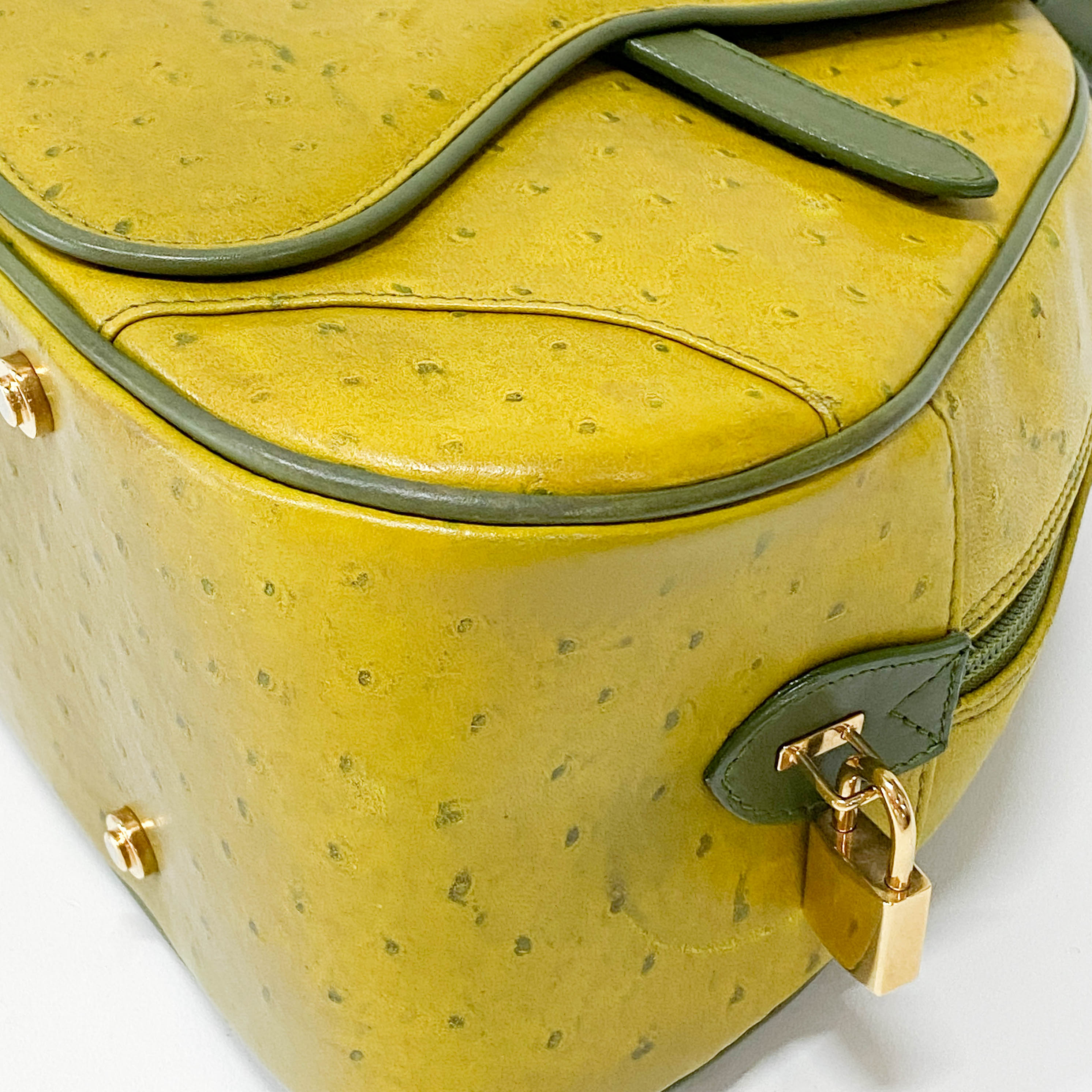 Saddle Green Leather Bowler Bag