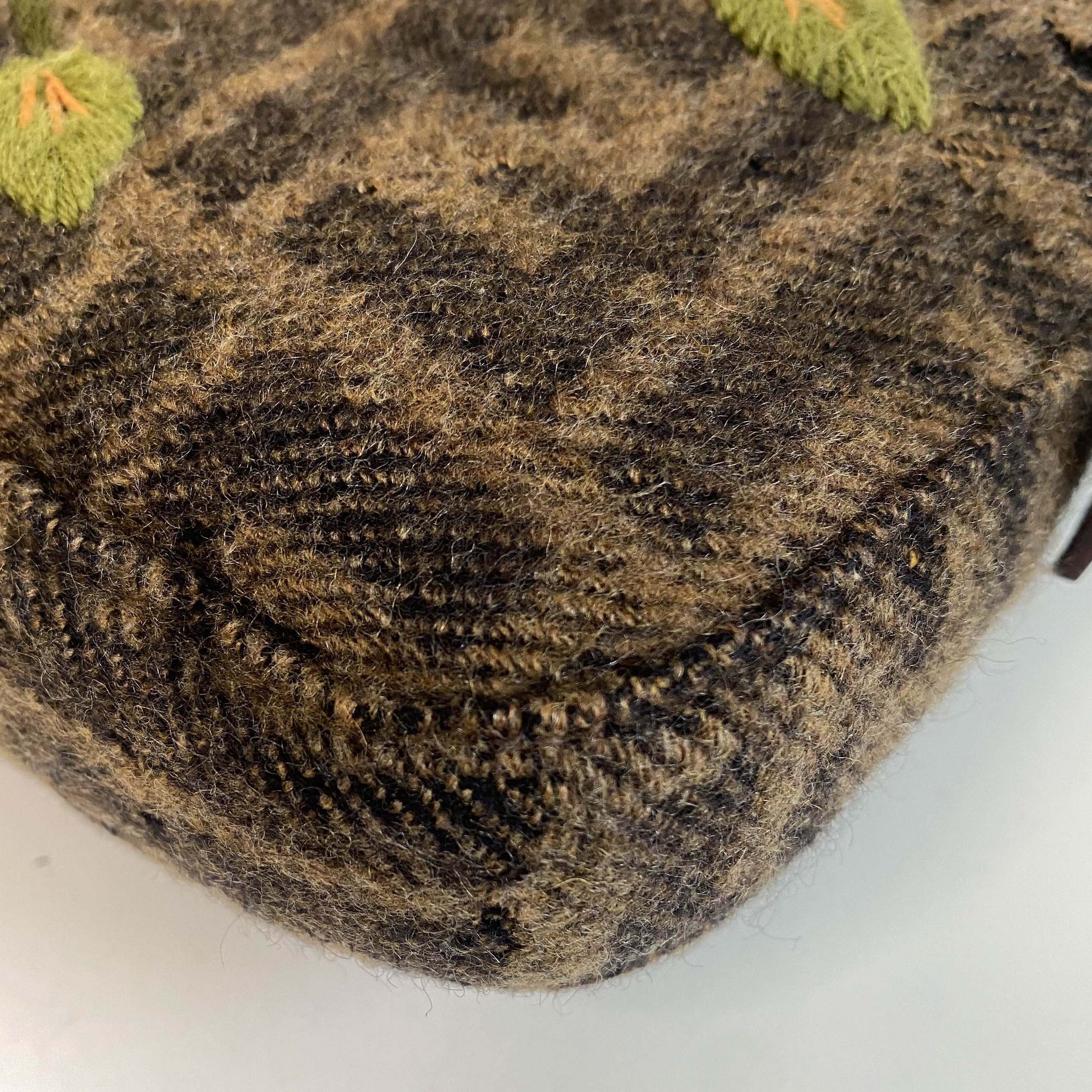 Baguette Zucca Wool Flower Embroidered Shoulder Bag