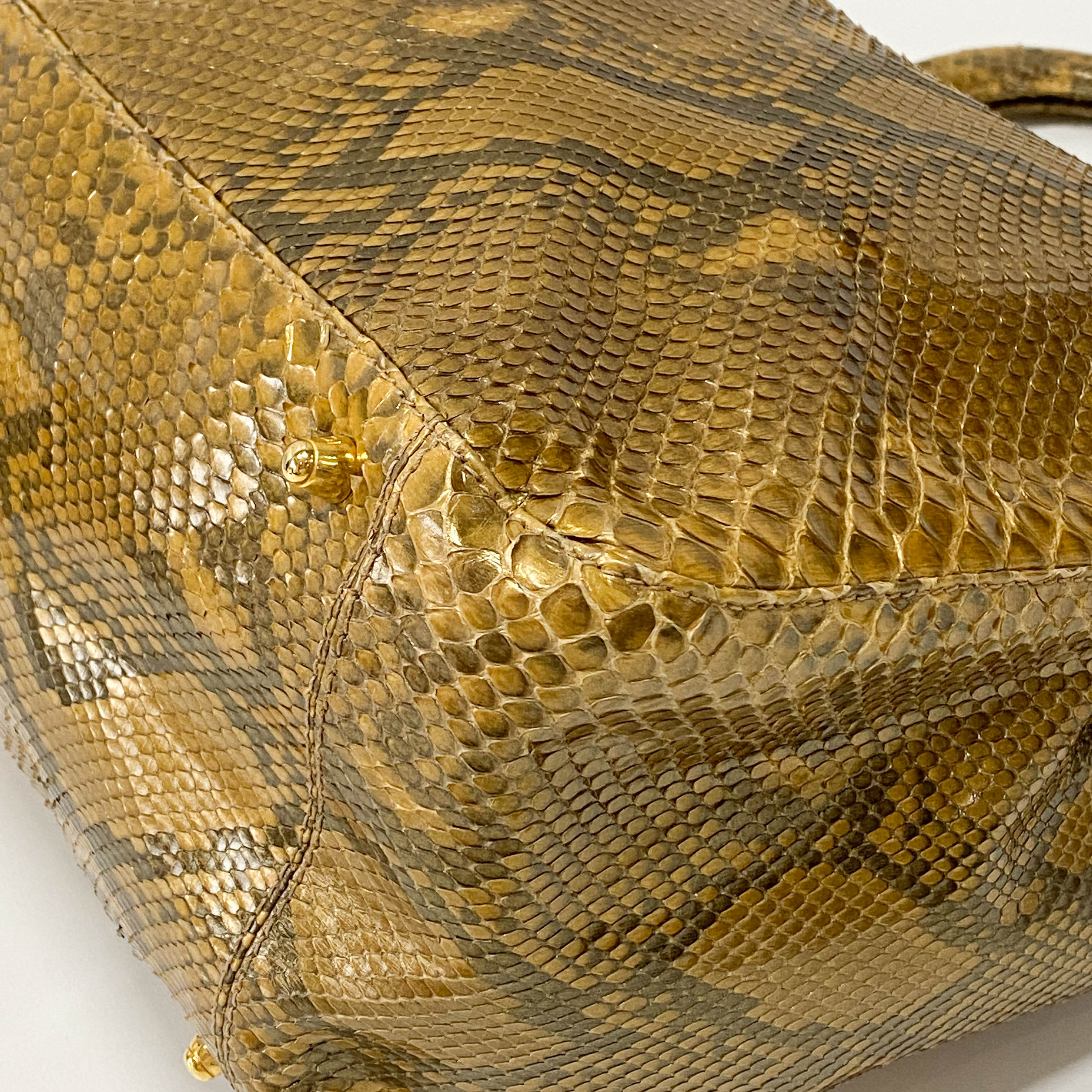 Gold Python Embossed Leather Handbag