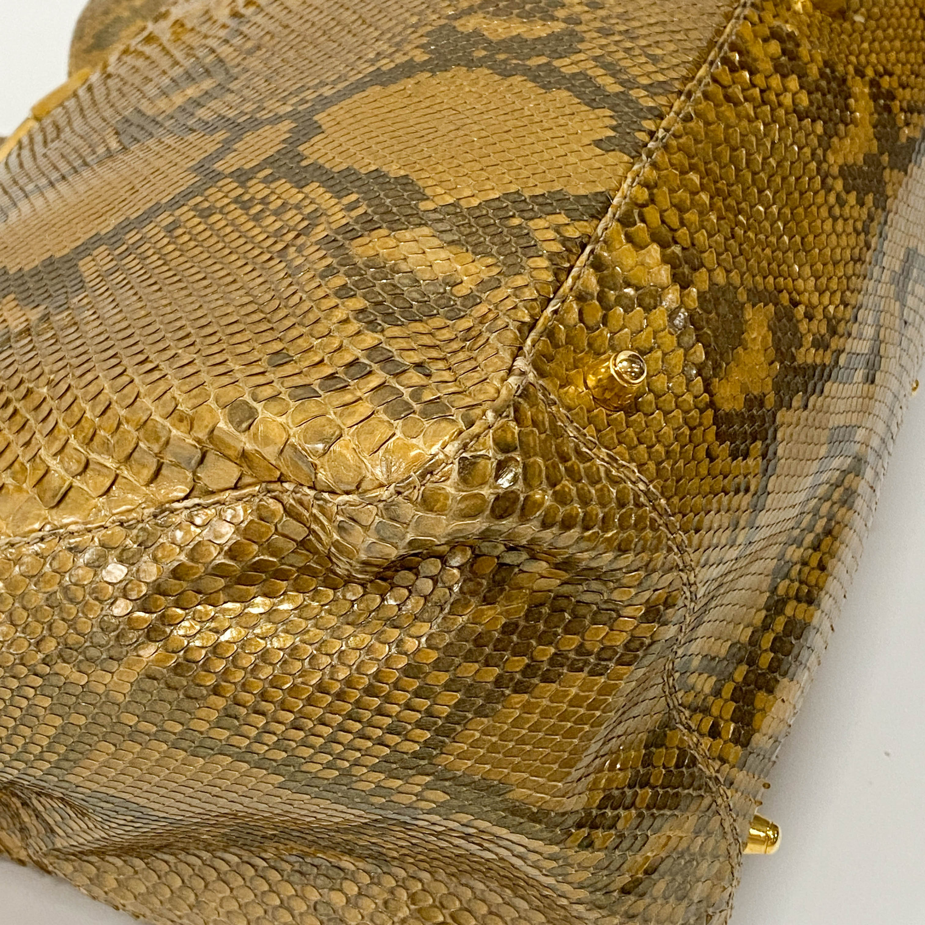 Gold Python Embossed Leather Handbag