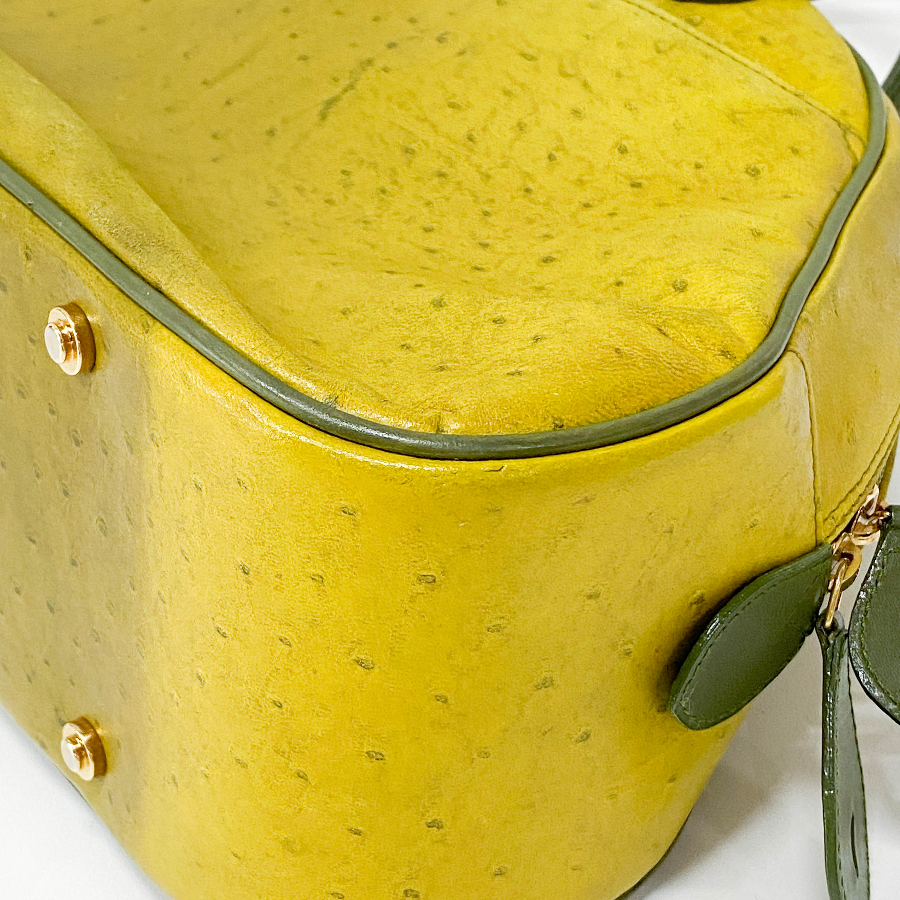 Saddle Green Leather Bowler Bag