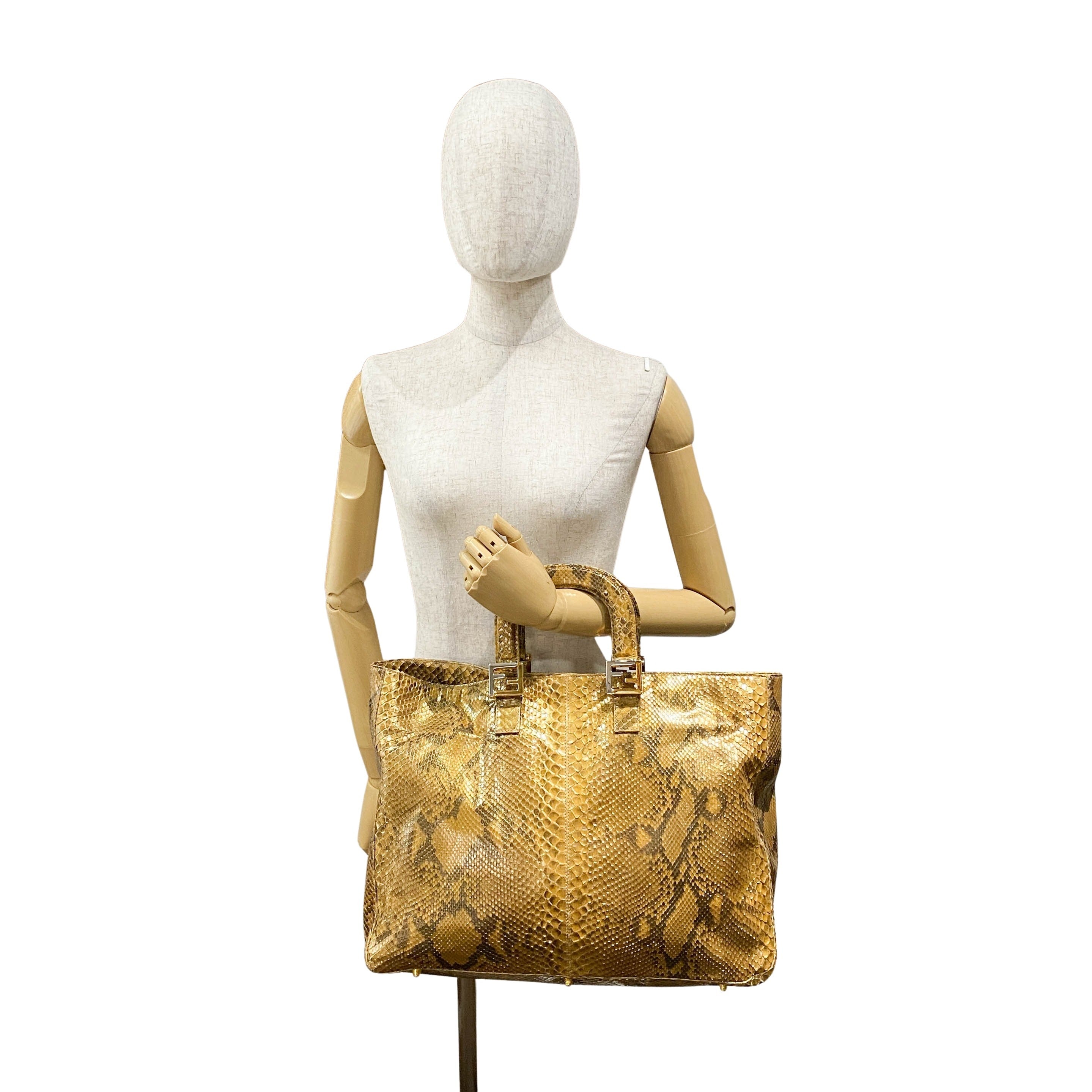 Gold Python Embossed Leather Handbag