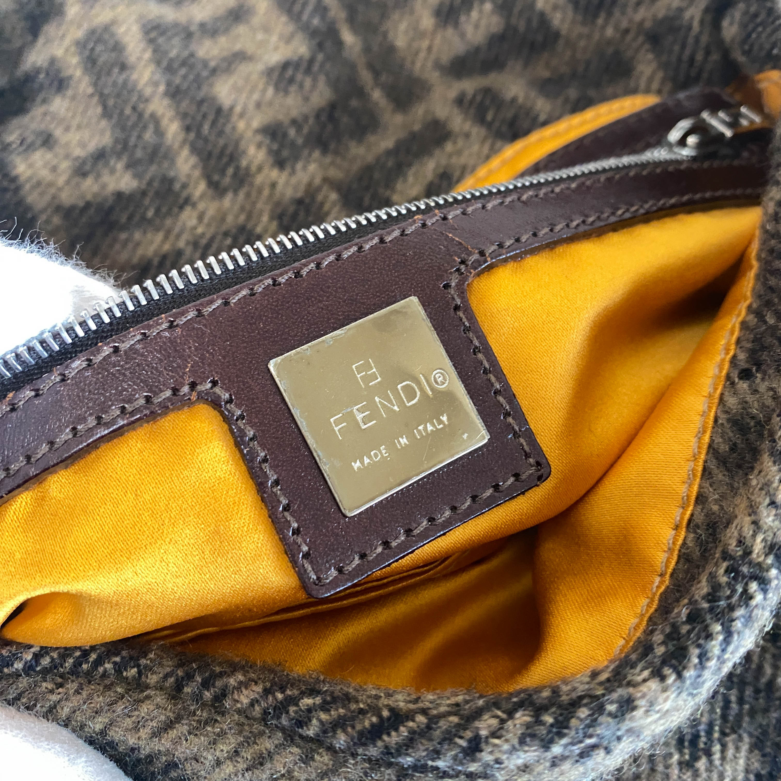 Baguette Zucca Wool Flower Embroidered Shoulder Bag