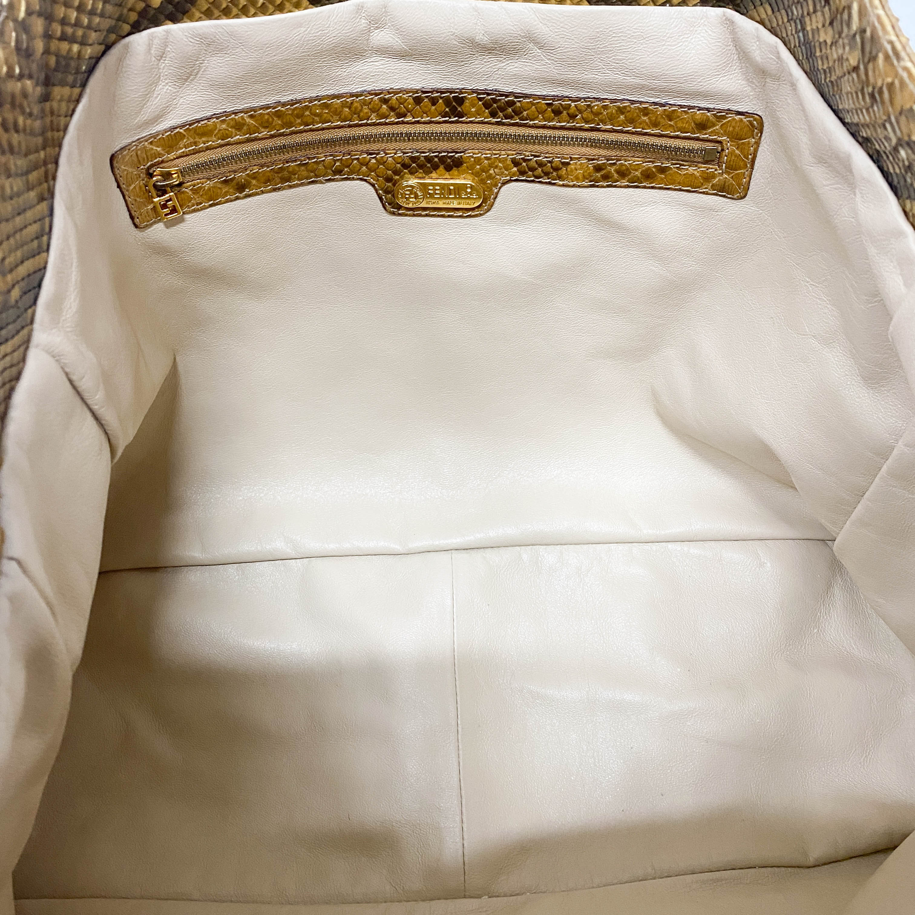 Gold Python Embossed Leather Handbag