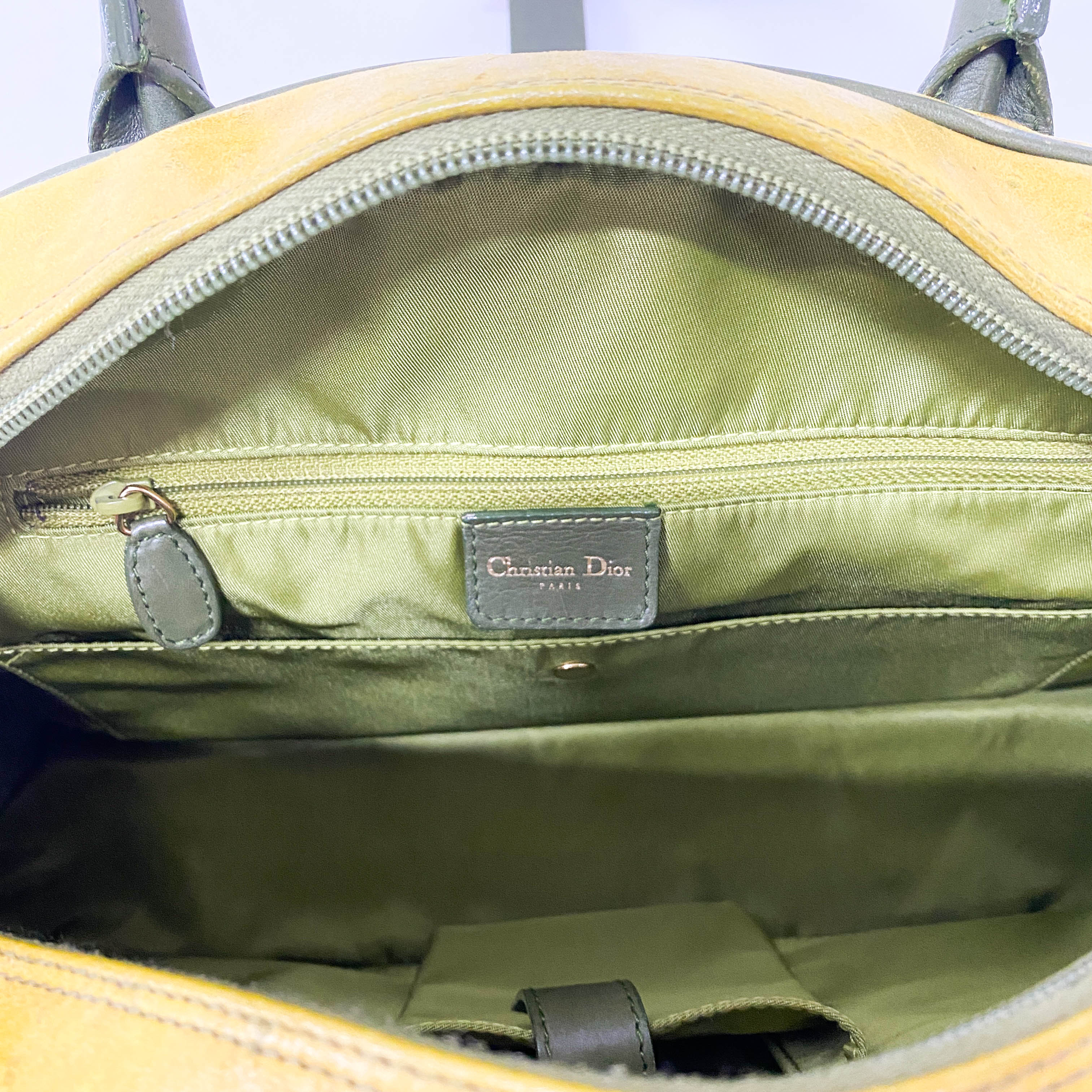 Saddle Green Leather Bowler Bag