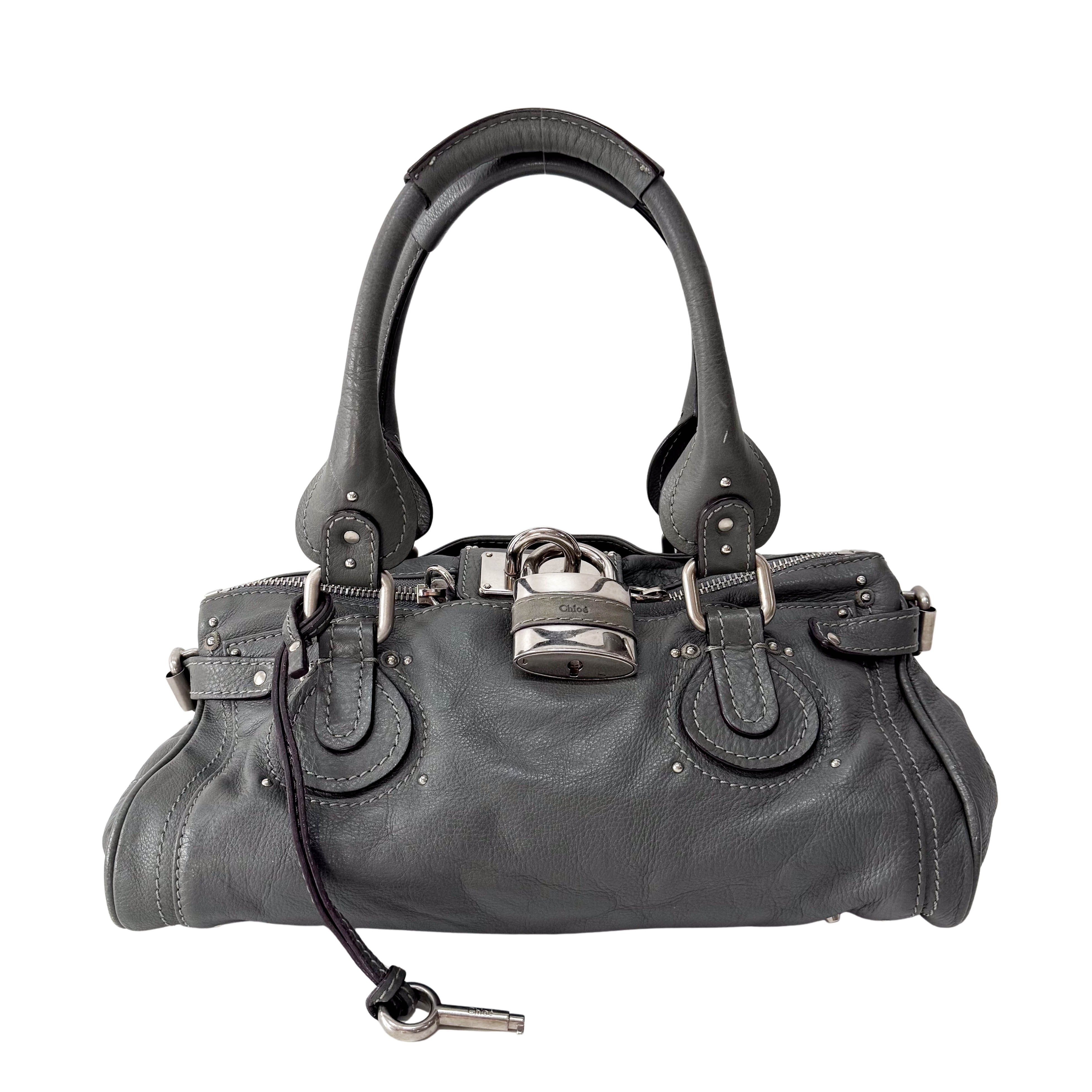 Paddington Grey Leather Shoulder Bag