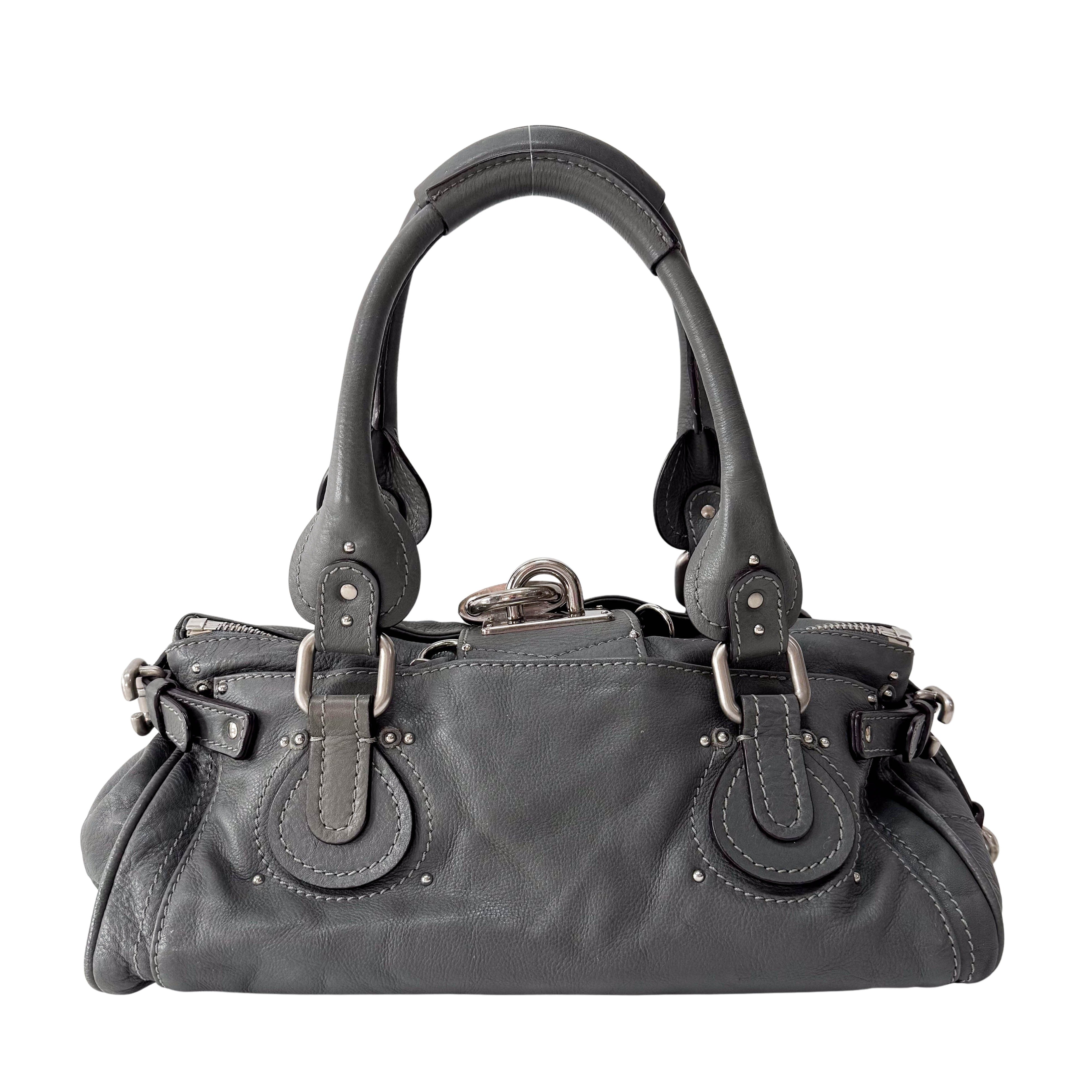 Paddington Grey Leather Shoulder Bag