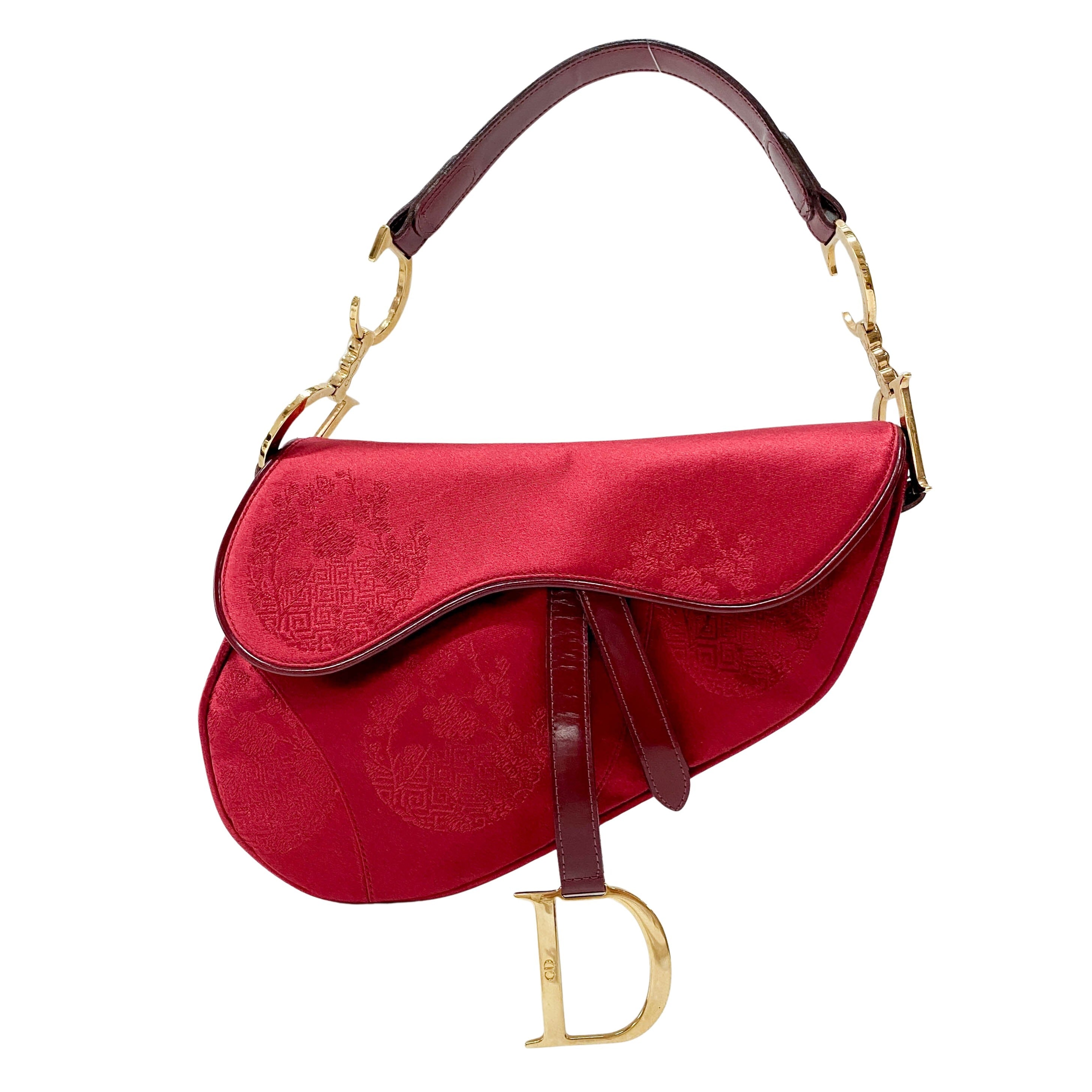 Saddle Red Satin Bag