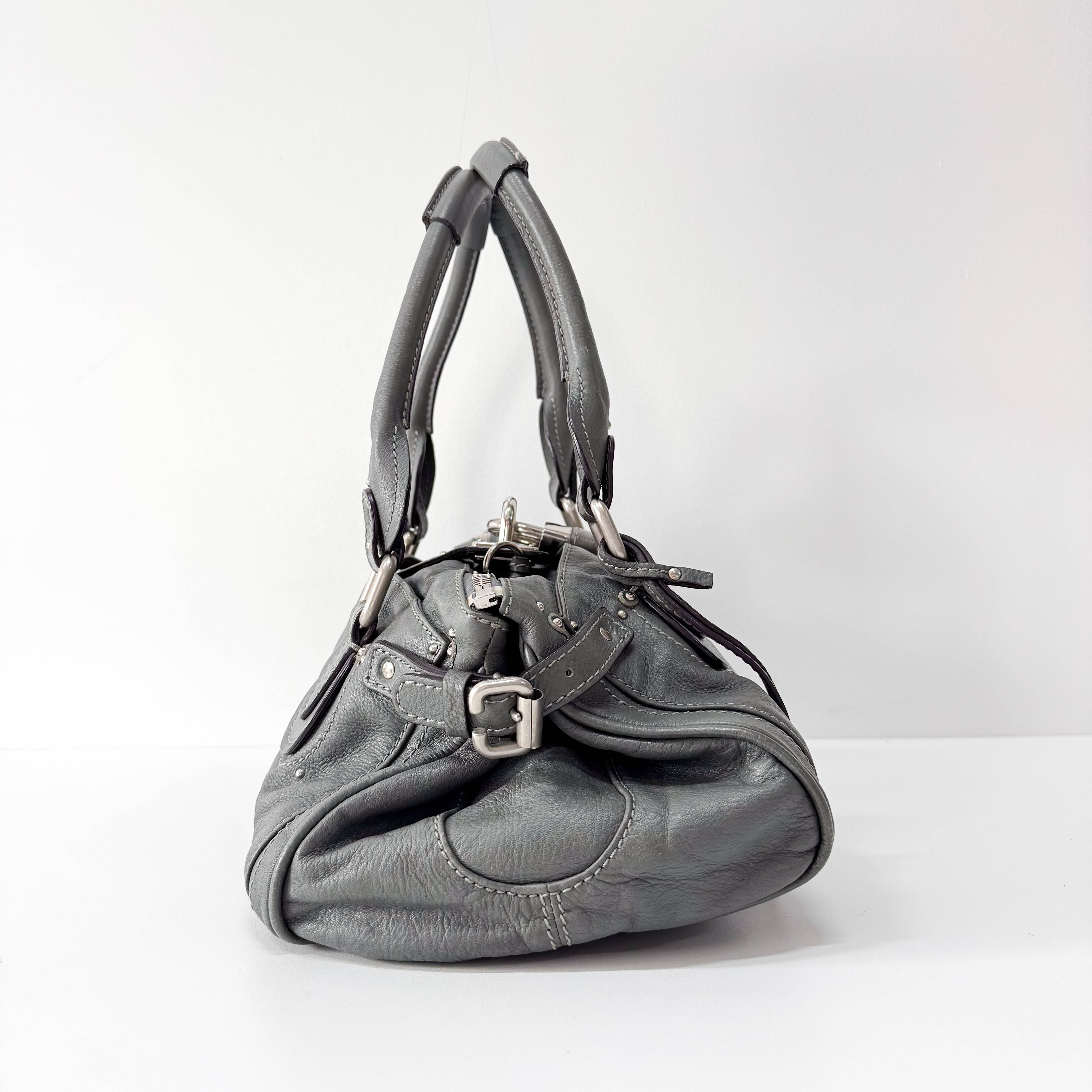 Paddington Grey Leather Shoulder Bag