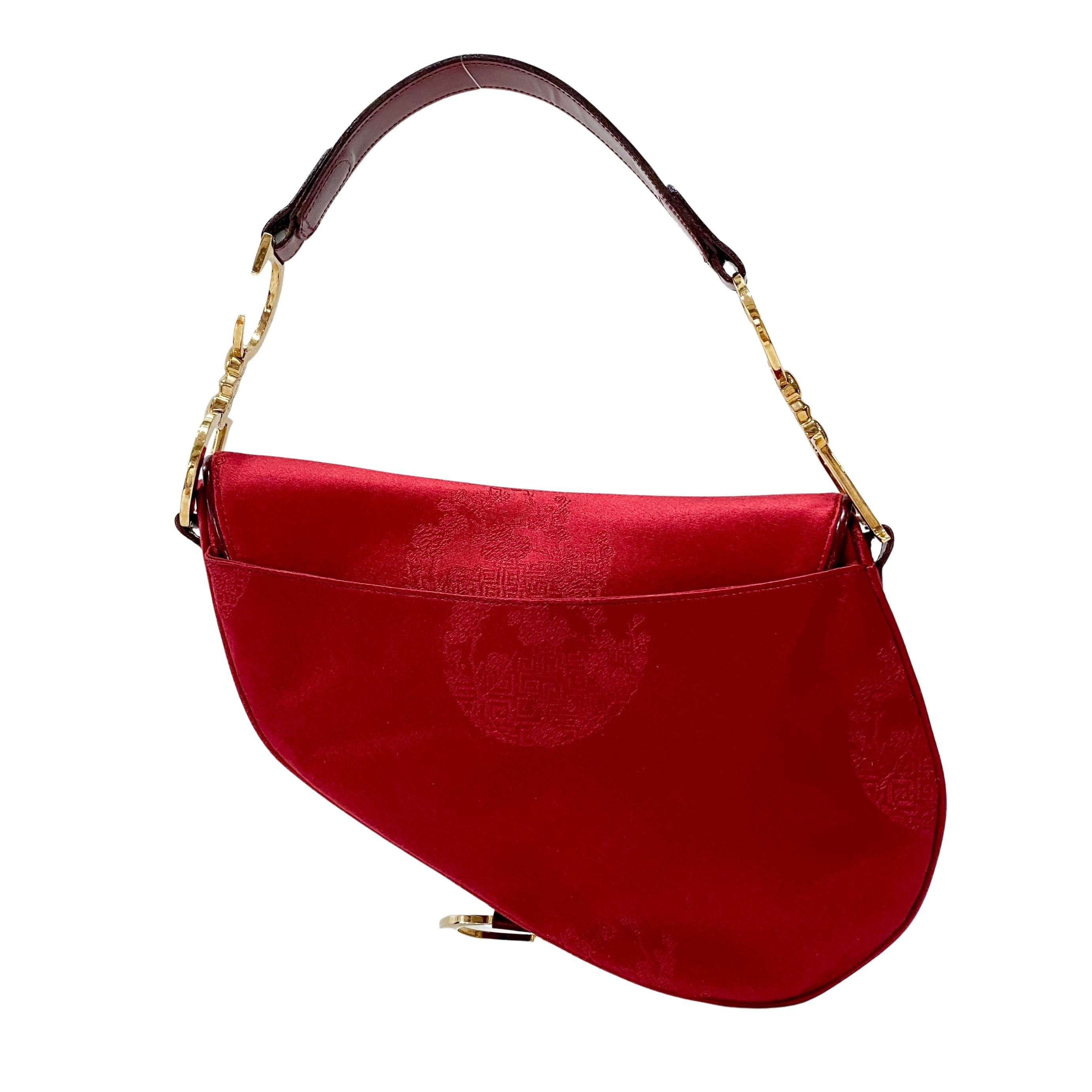 Saddle Red Satin Bag