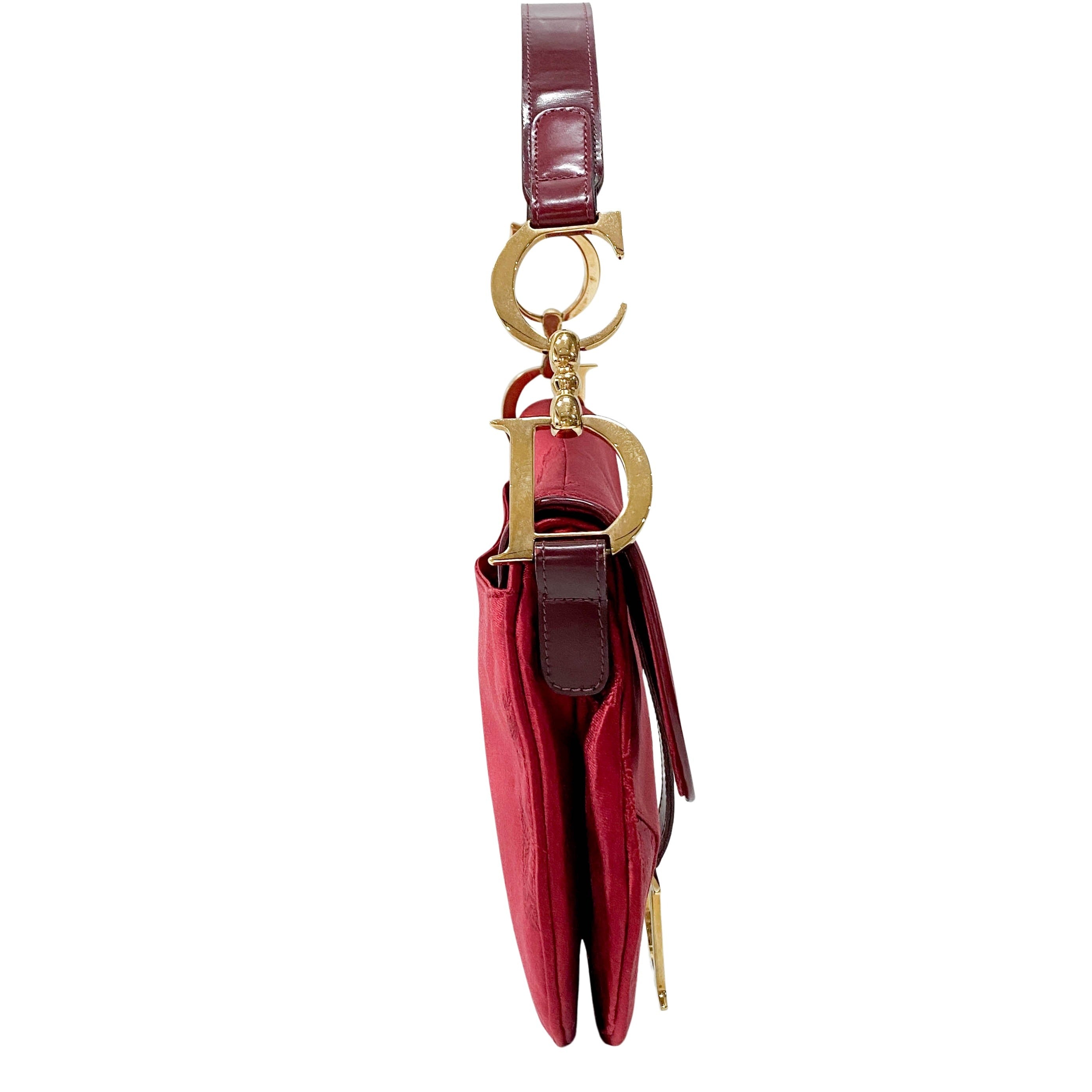 Saddle Red Satin Bag
