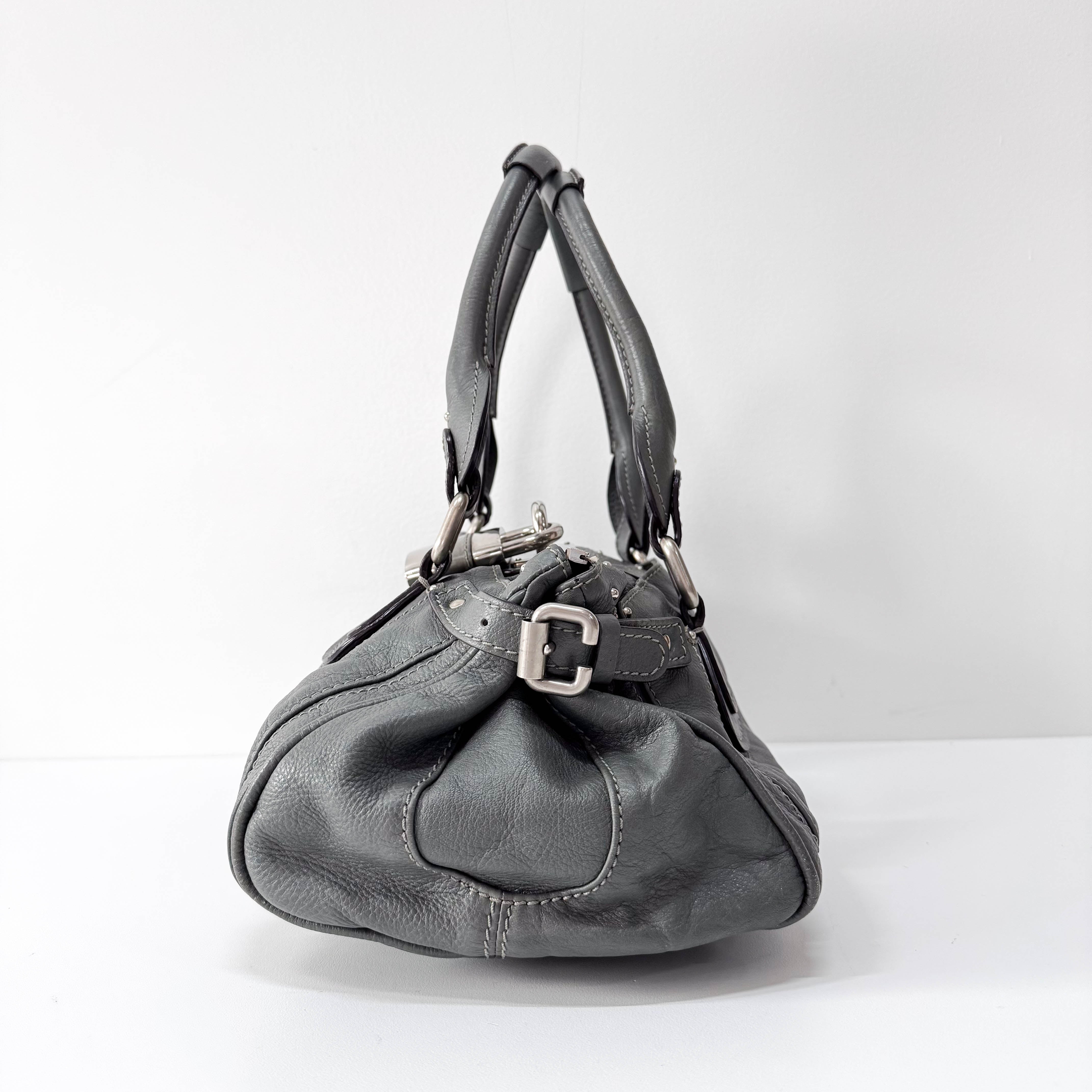 Paddington Grey Leather Shoulder Bag