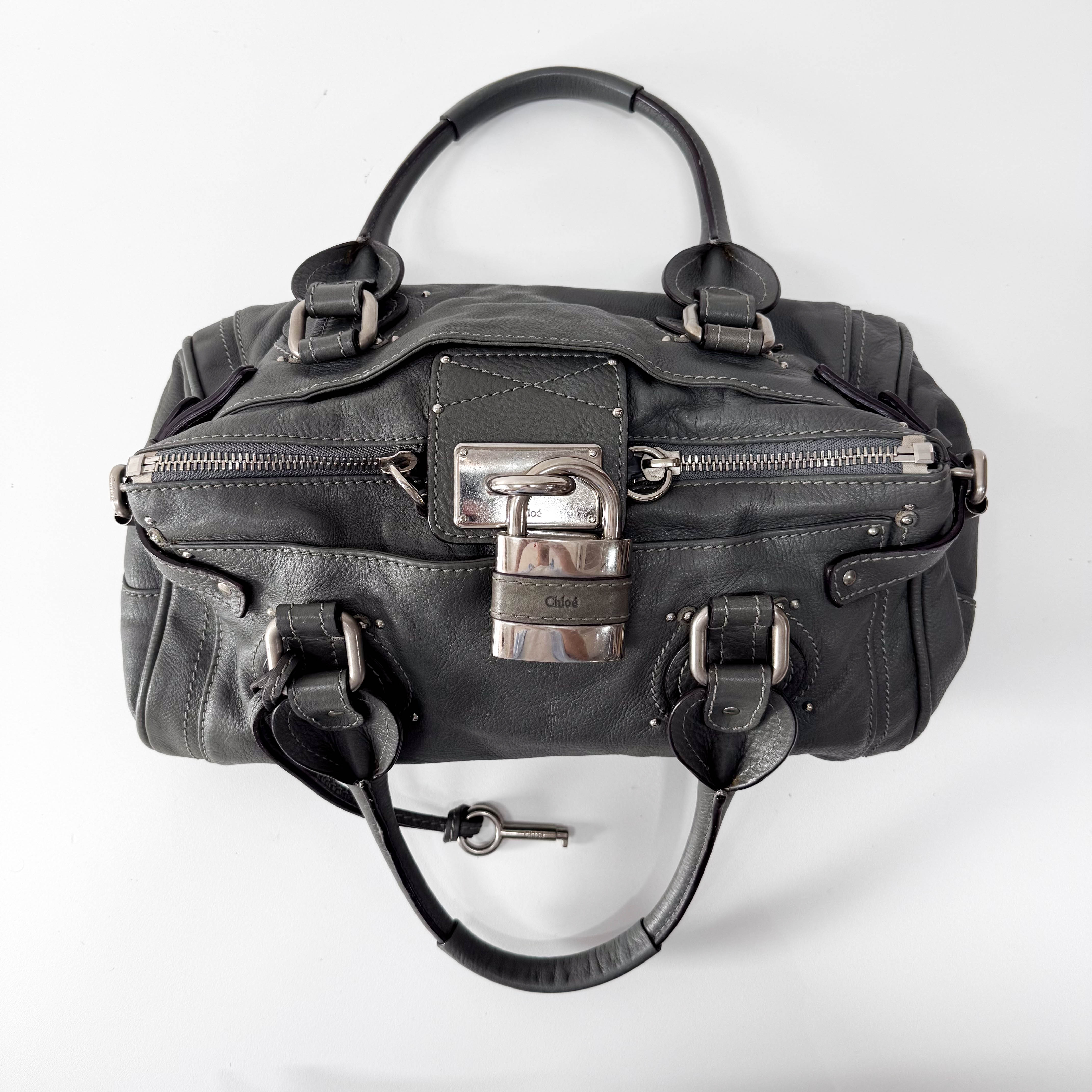 Paddington Grey Leather Shoulder Bag