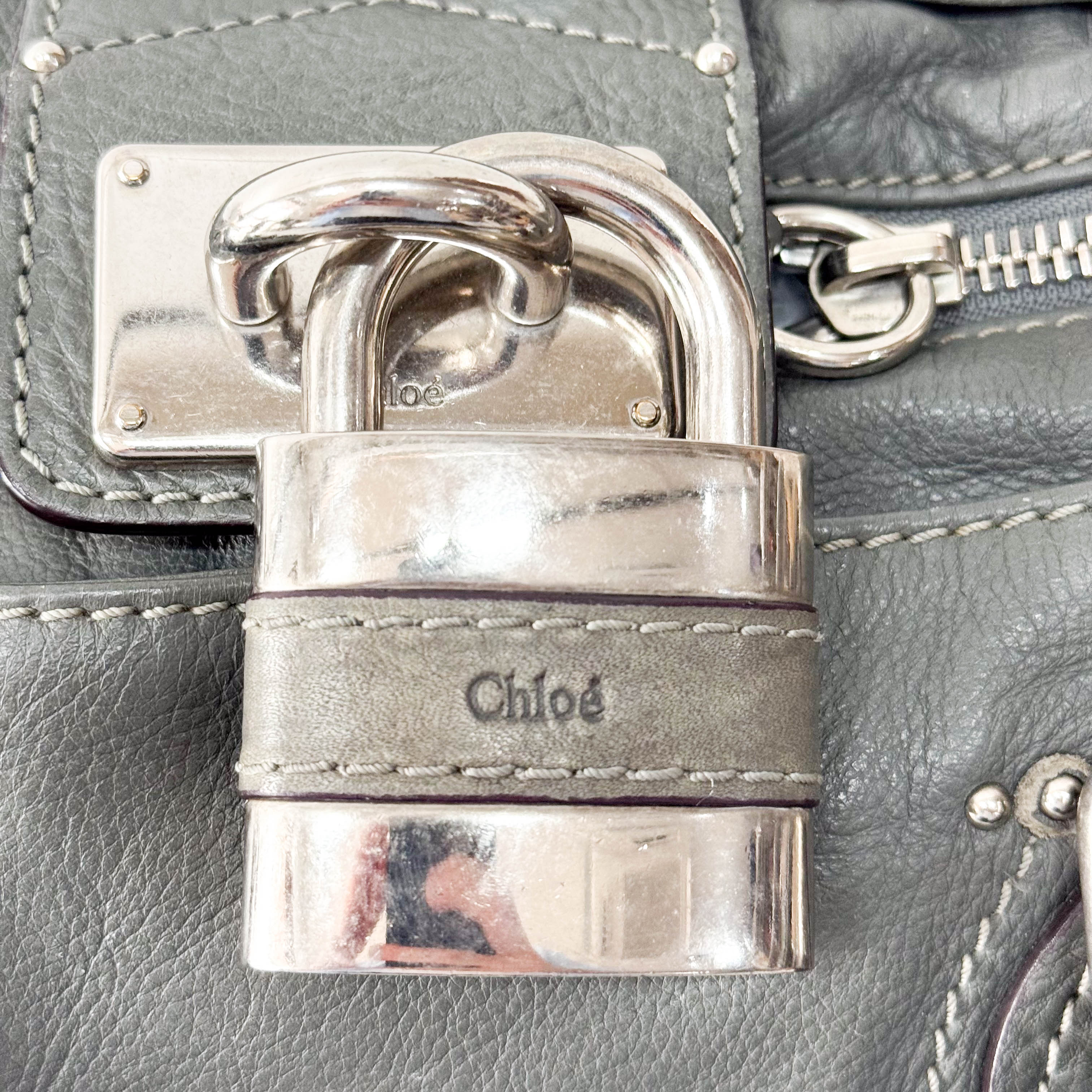 Paddington Grey Leather Shoulder Bag