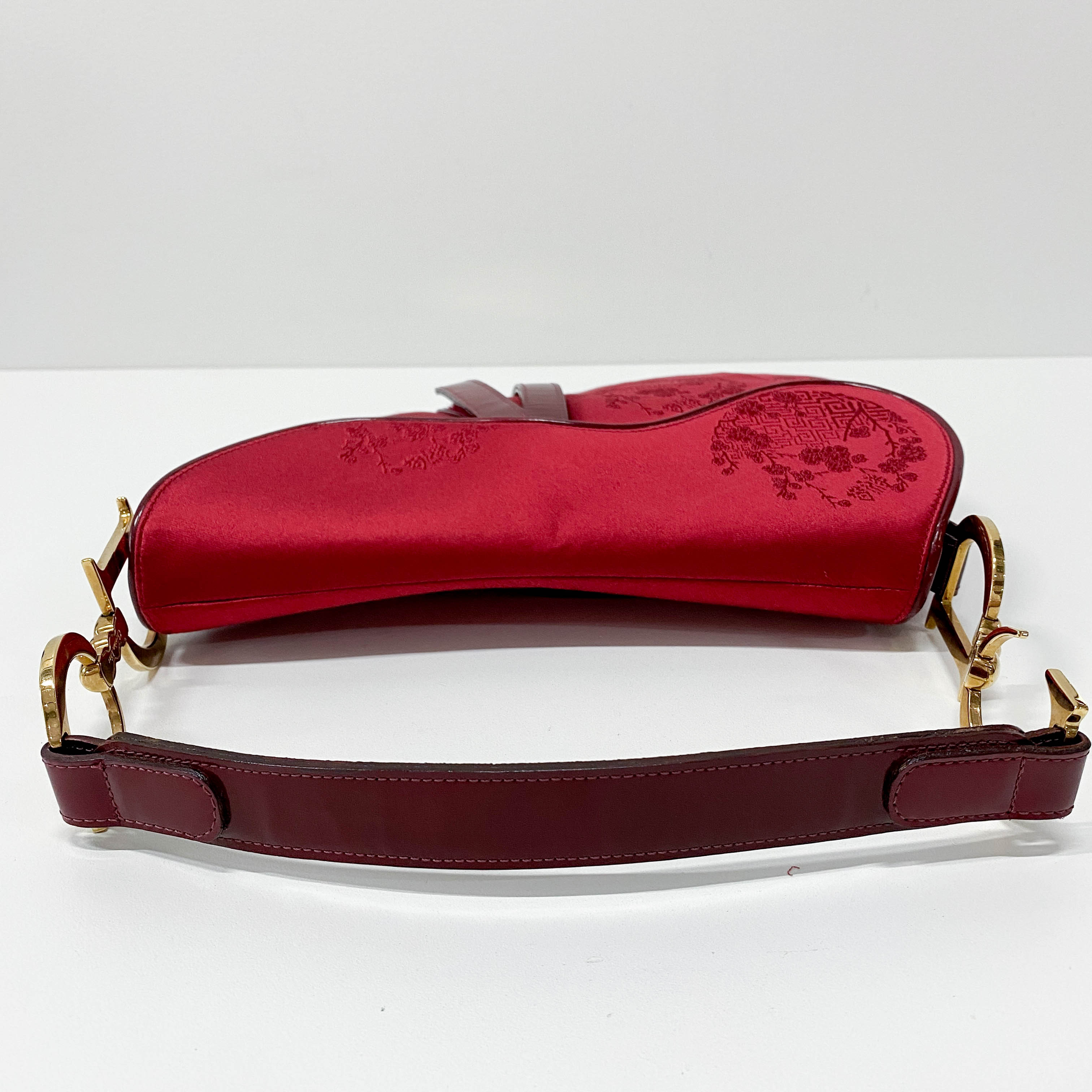Saddle Red Satin Bag
