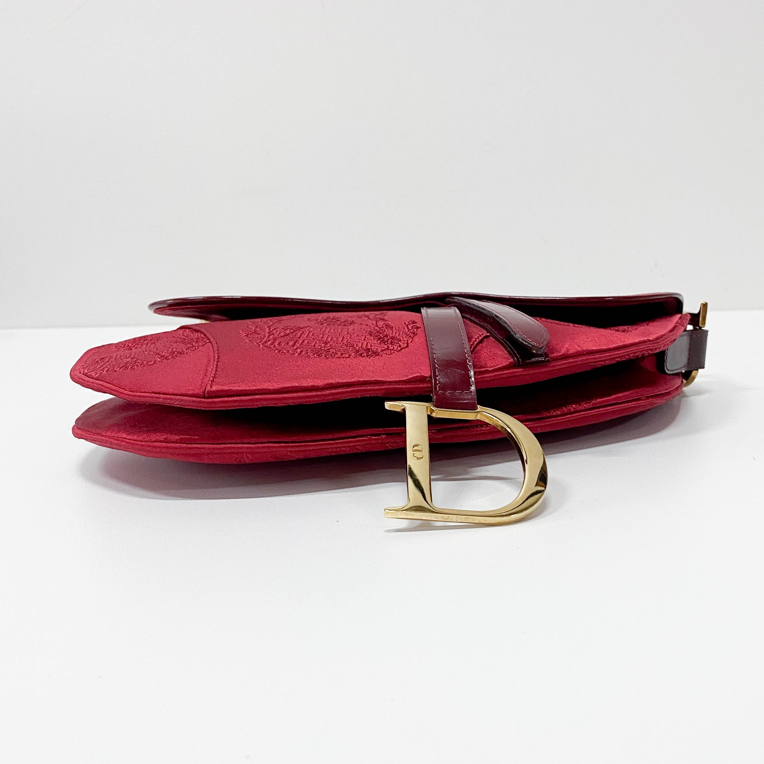 Saddle Red Satin Bag
