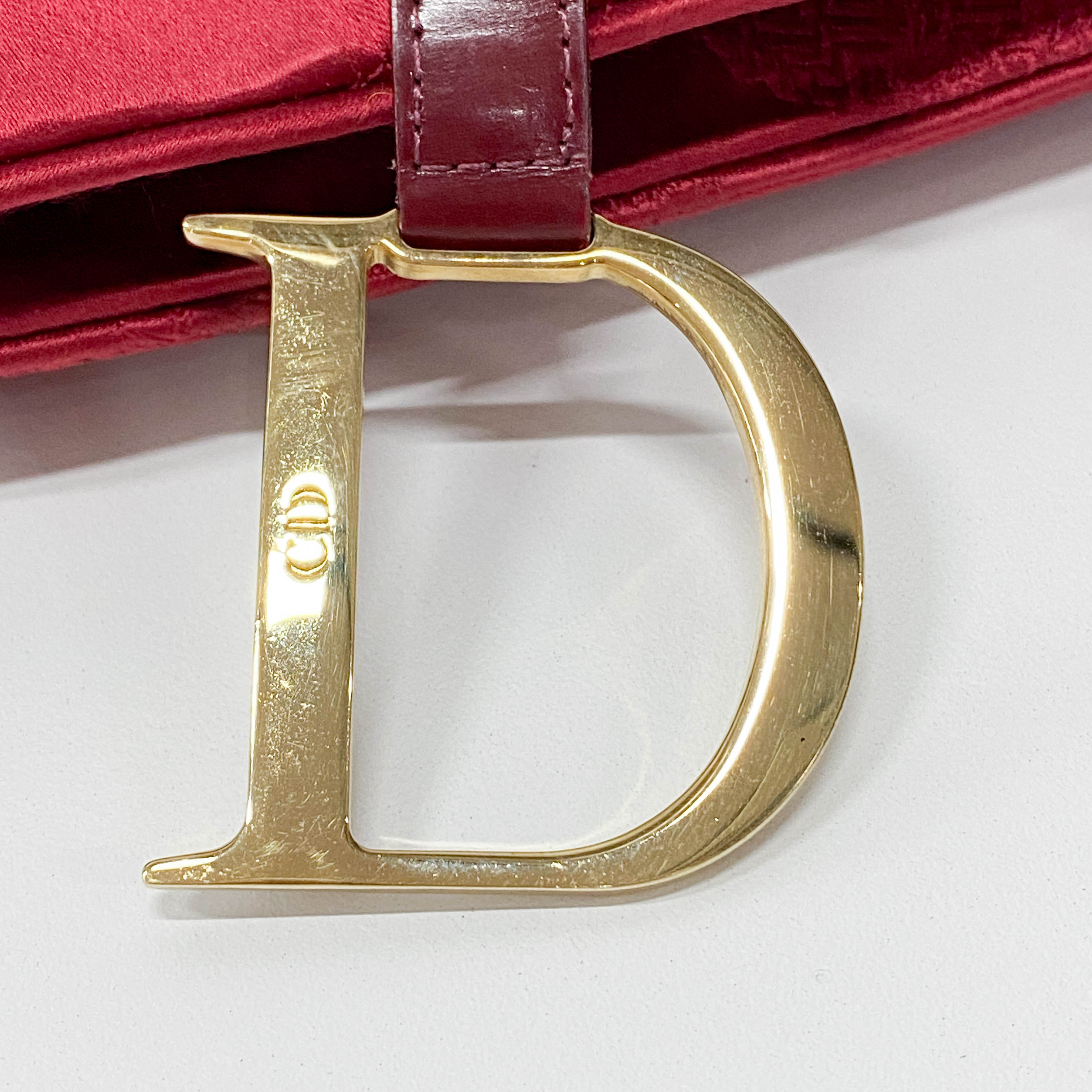 Saddle Red Satin Bag