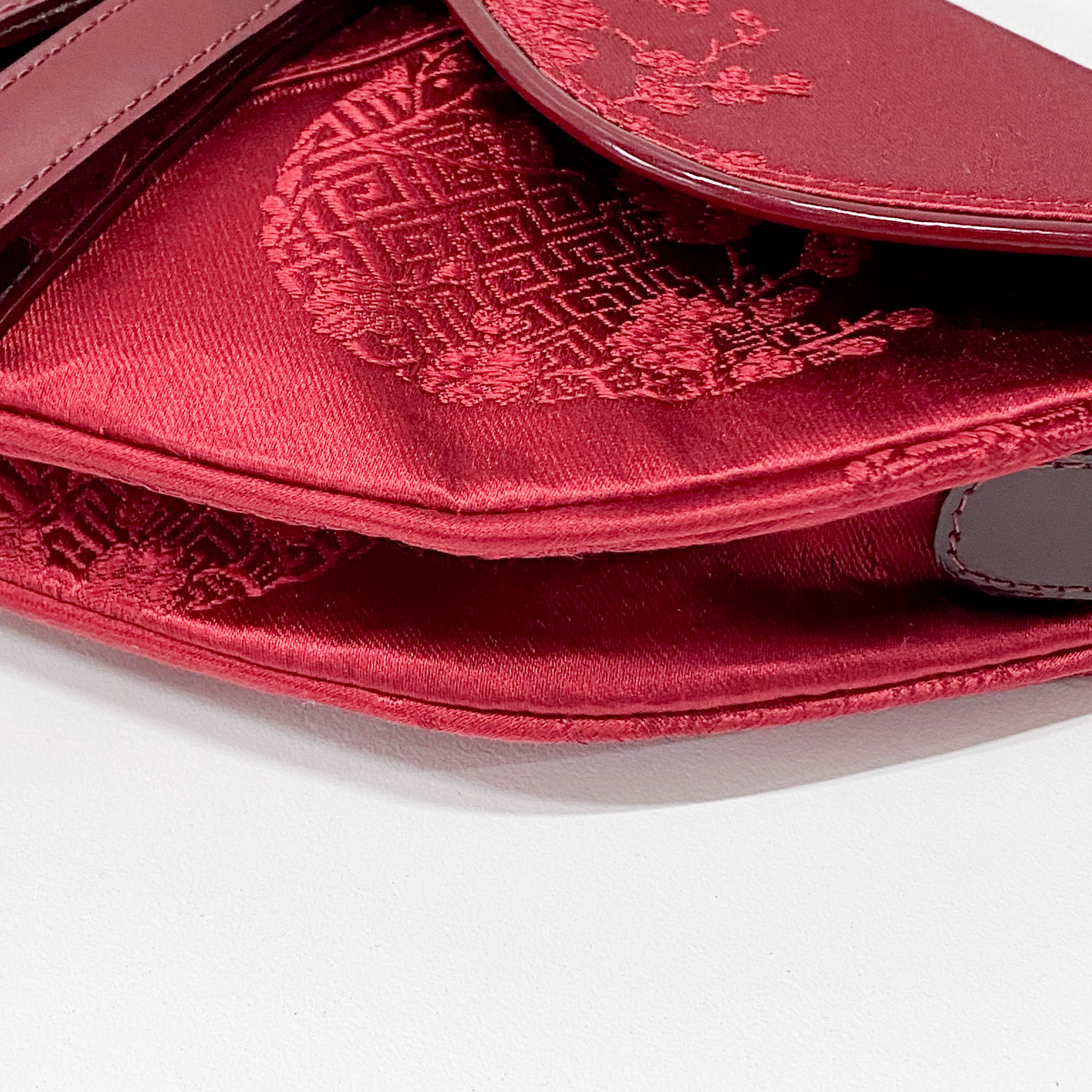 Saddle Red Satin Bag
