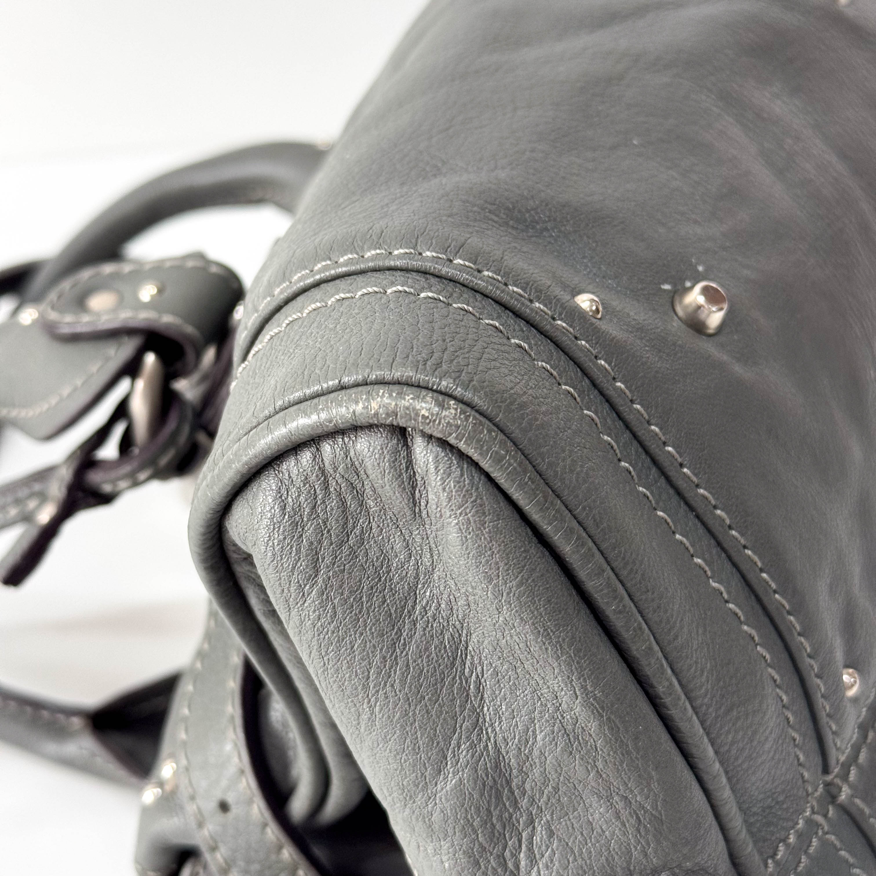 Paddington Grey Leather Shoulder Bag