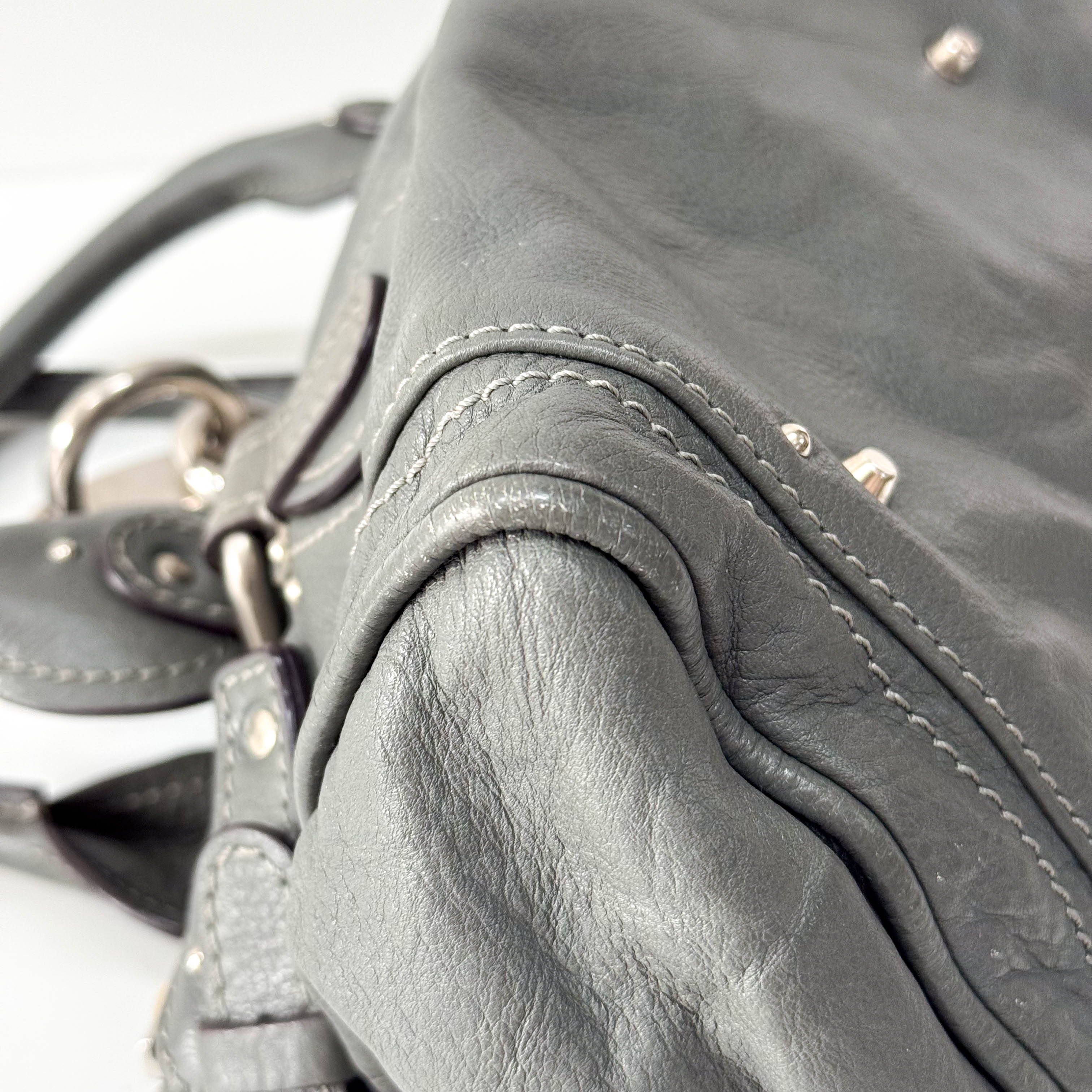 Paddington Grey Leather Shoulder Bag