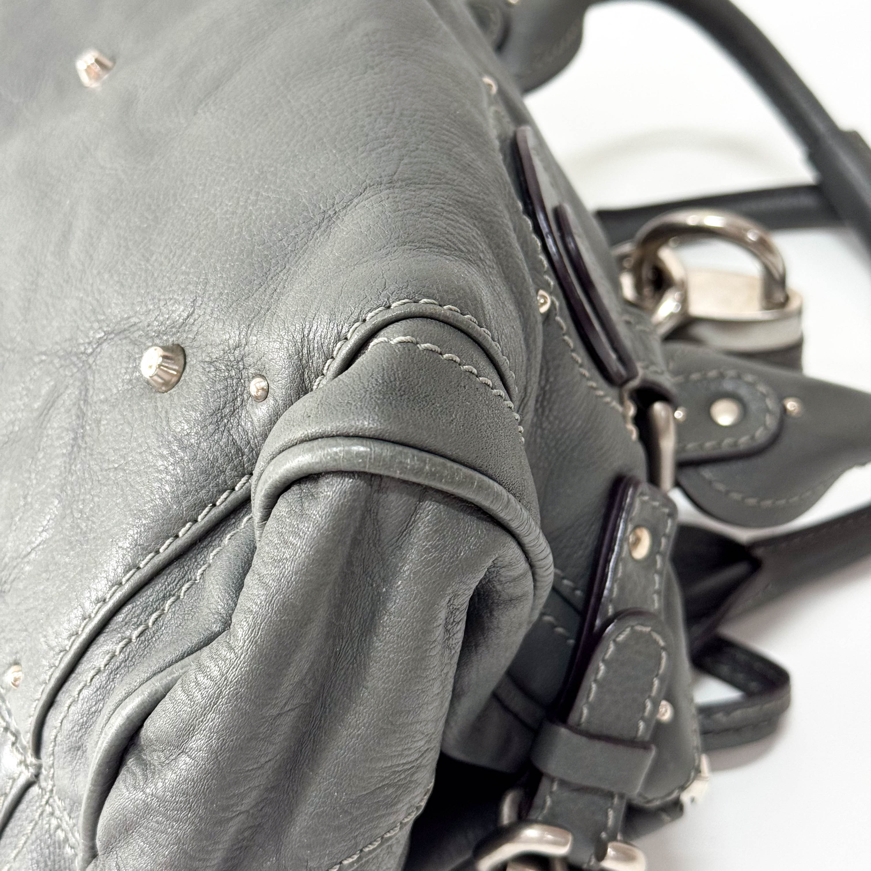 Paddington Grey Leather Shoulder Bag