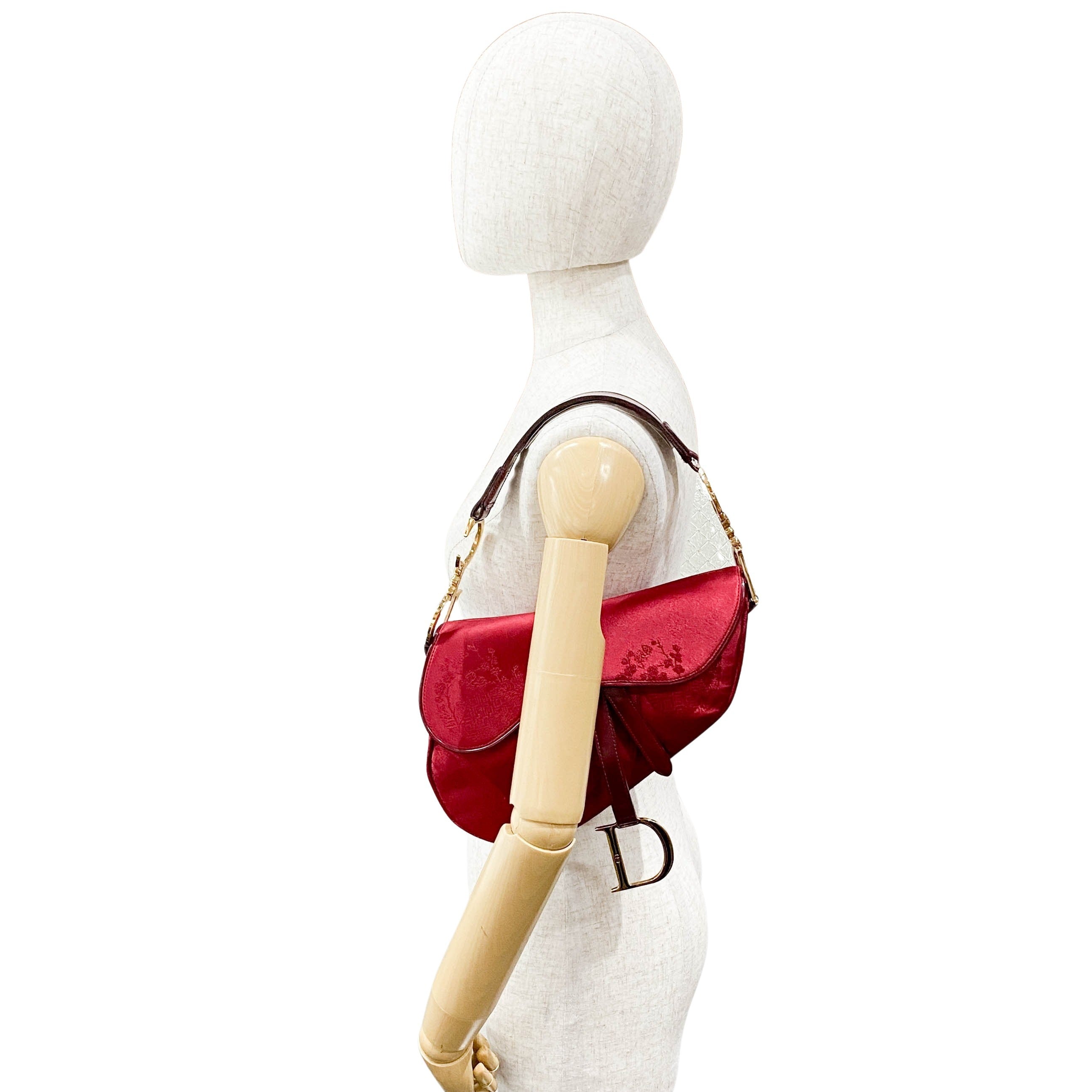 Saddle Red Satin Bag