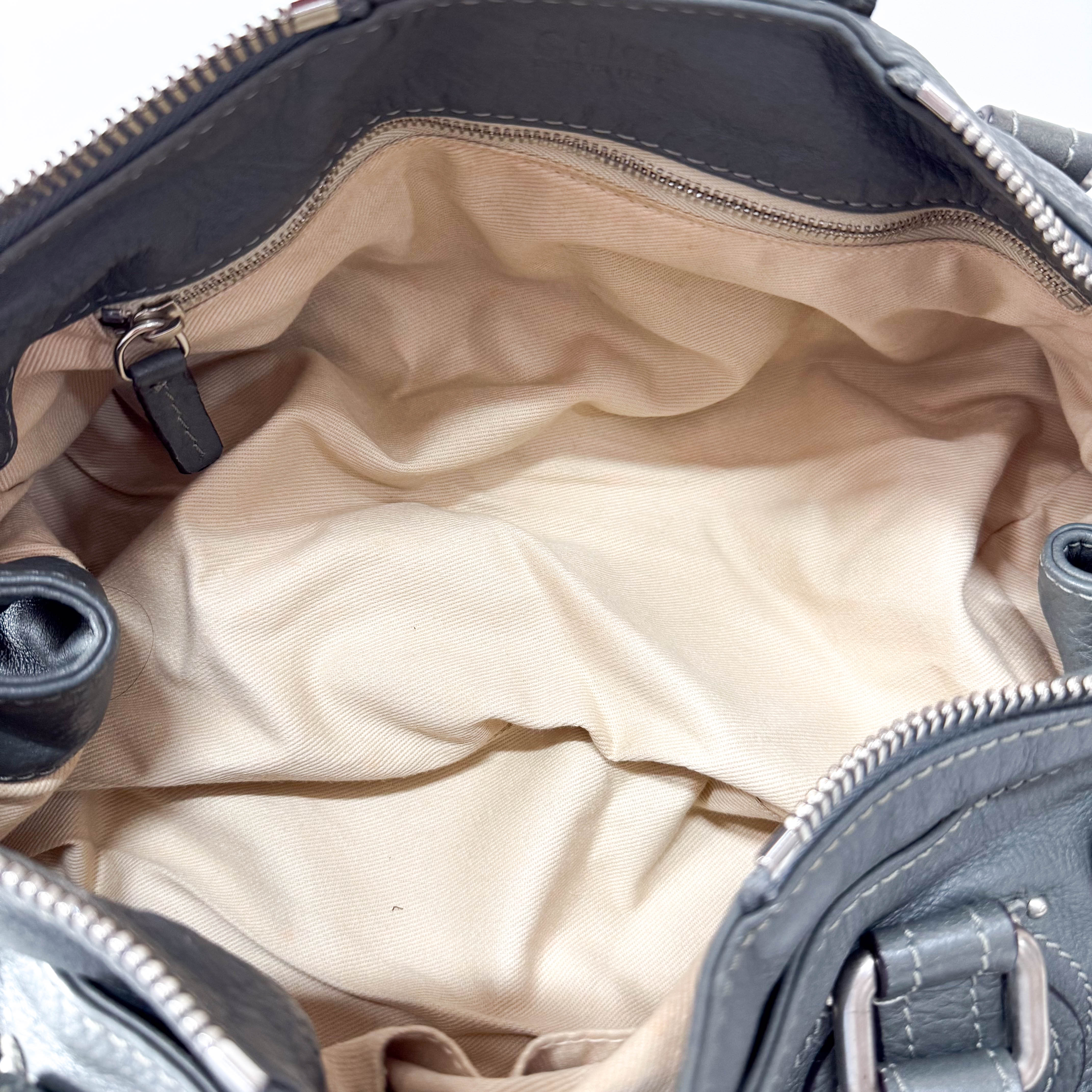 Paddington Grey Leather Shoulder Bag